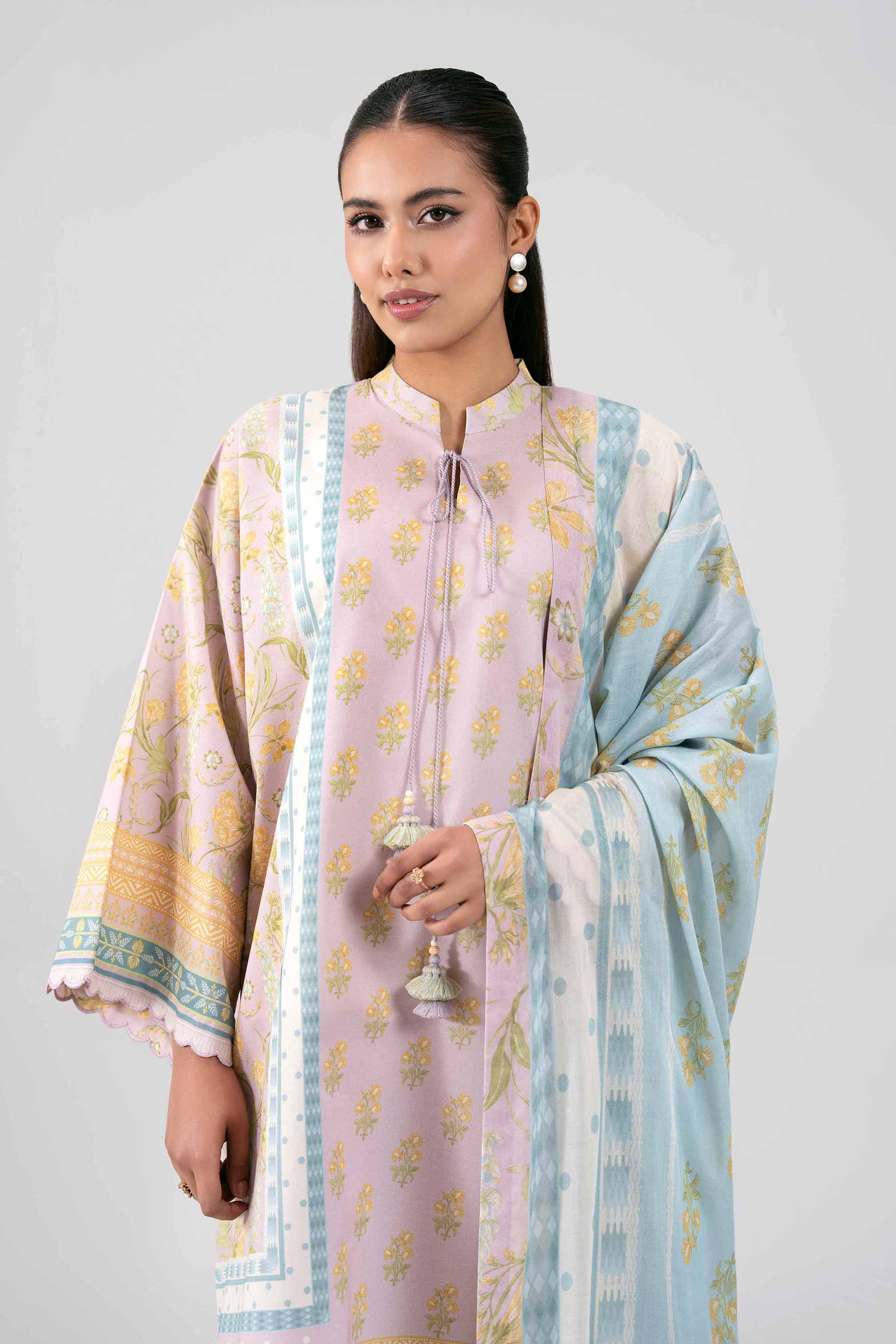 3 Piece - Digital Printed Suit - 42601483 Purple Lawn 3PC Printed Summer