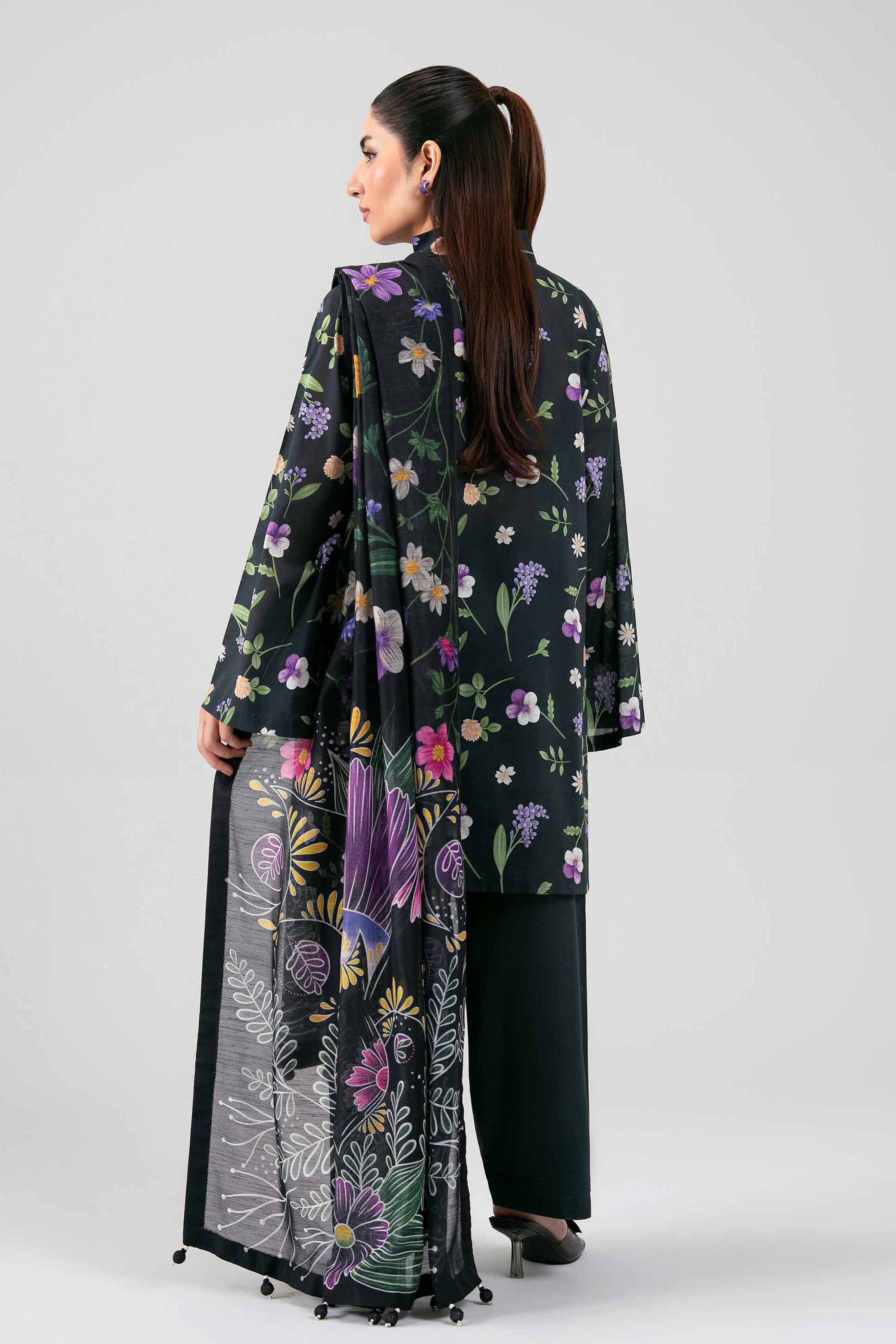 3 Piece - Digital Printed Suit - 42601486 Black Lawn 3PC Printed Summer