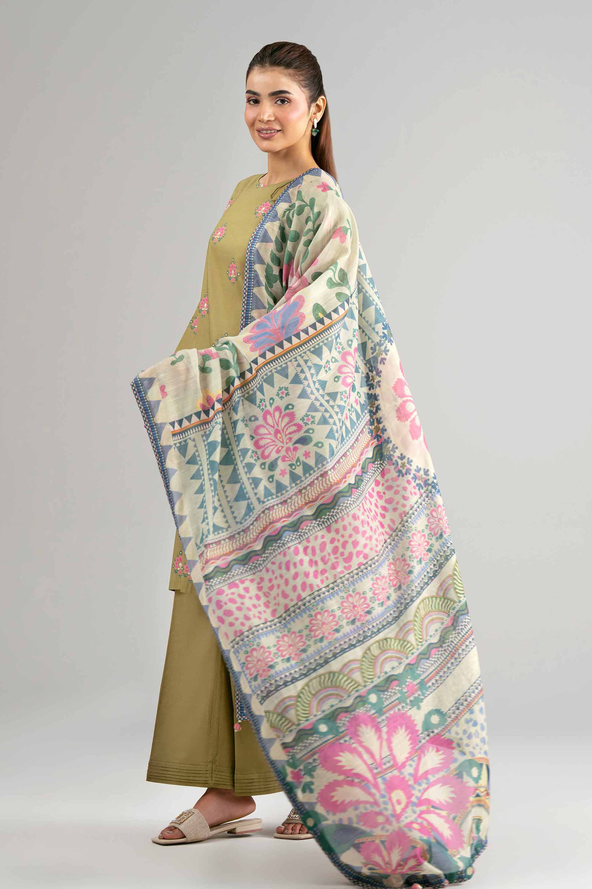3 Piece - Digital Printed Suit - 42601488 Green Lawn 3PC Printed Summer