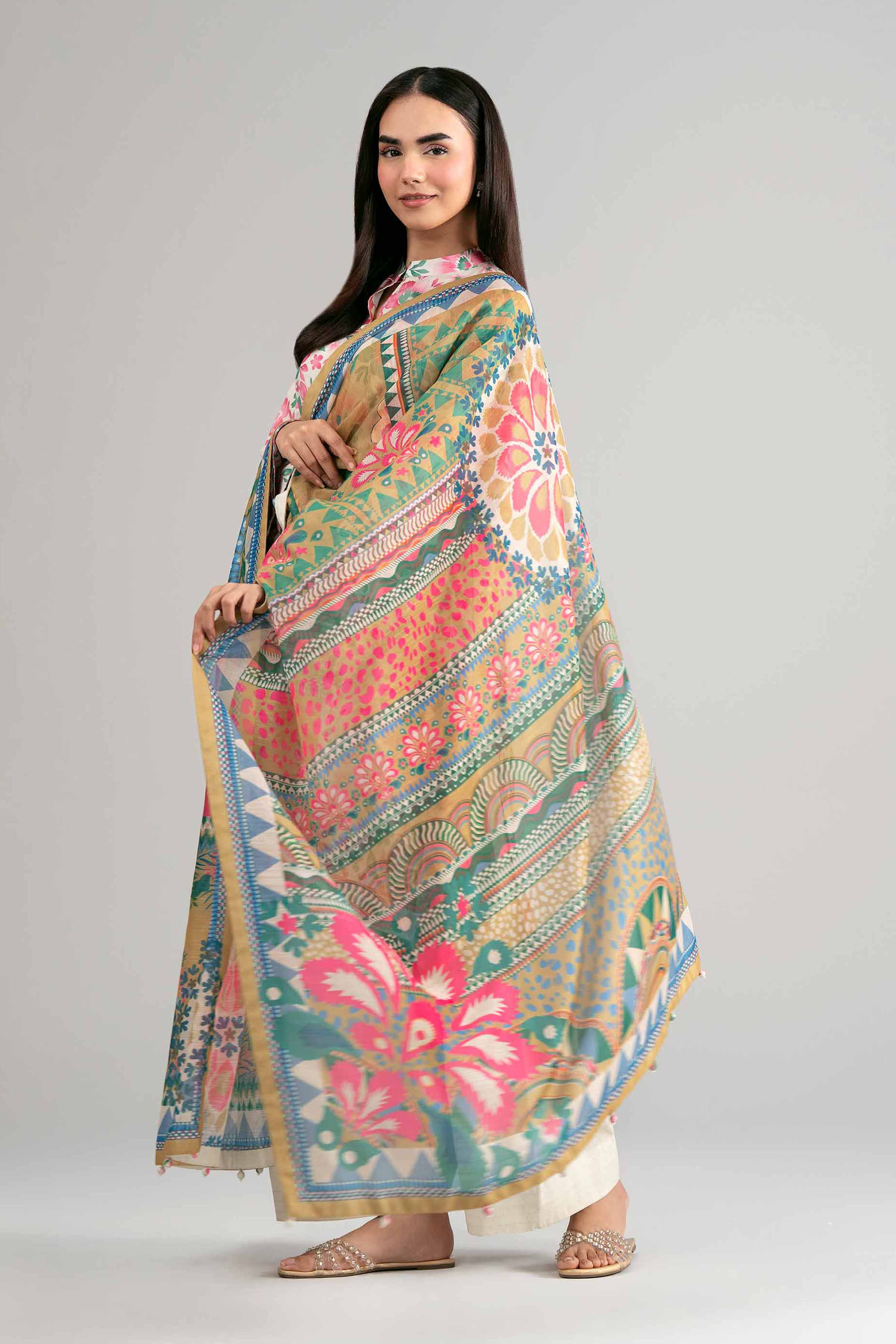 3 Piece - Digital Printed Suit - 42601489 Multi Lawn 3PC Printed Summer