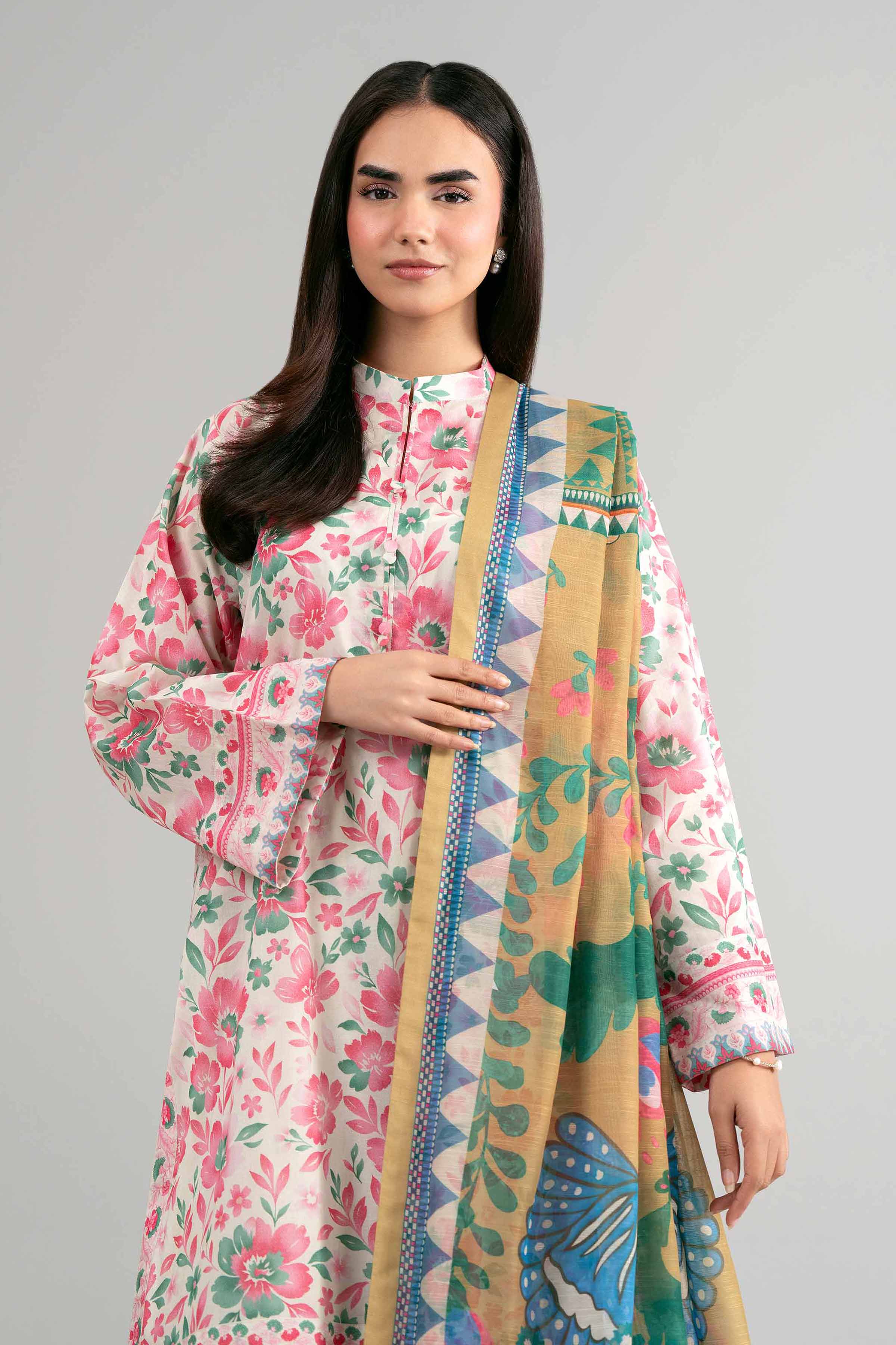 3 Piece - Digital Printed Suit - 42601489 Multi Lawn 3PC Printed Summer