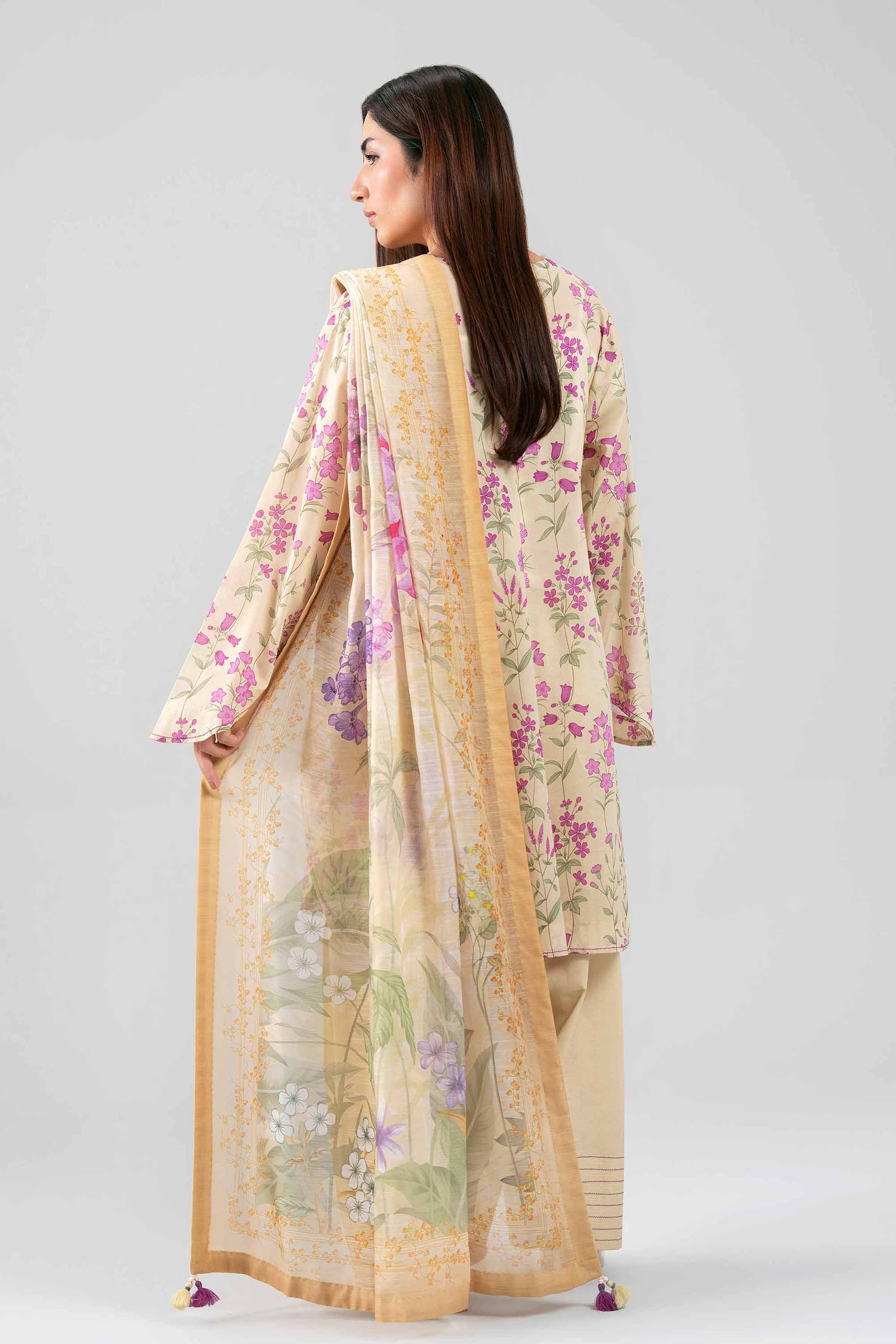 3 Piece - Digital Printed Suit - 42601491 Yellow Lawn 3PC Printed Summer