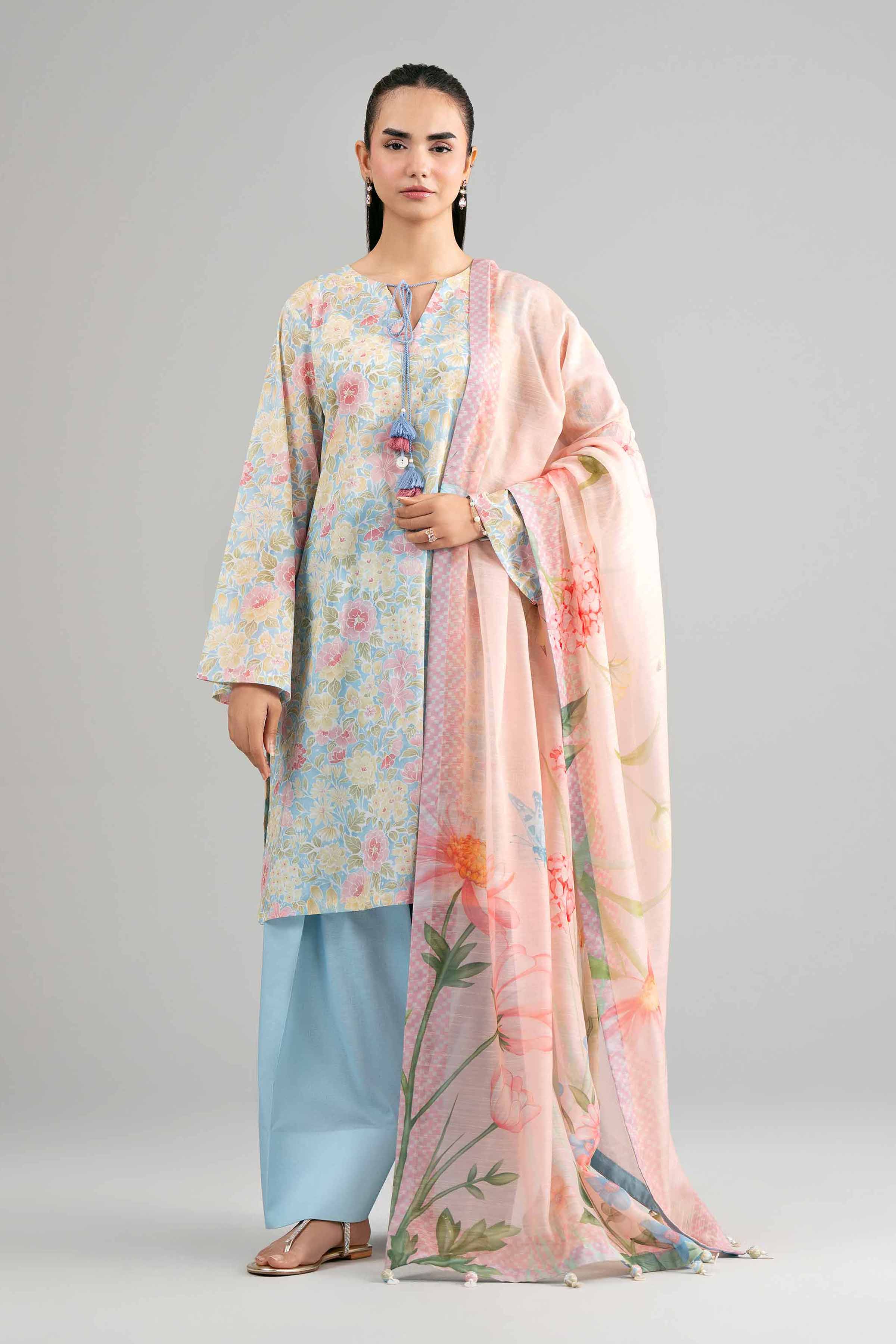 3 Piece - Digital Printed Suit - 42601493 Multi Lawn 3PC Printed Summer