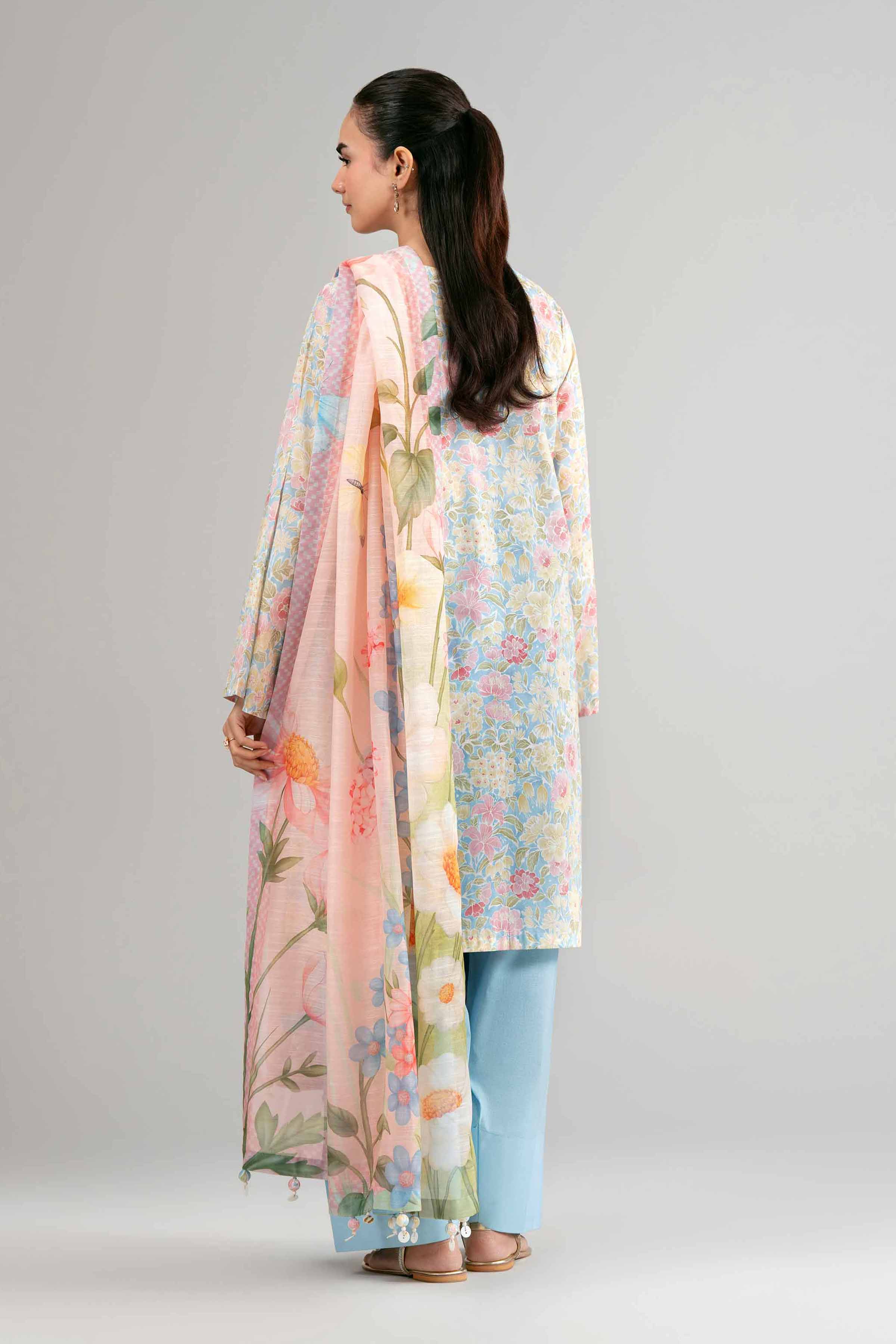 3 Piece - Digital Printed Suit - 42601493 Multi Lawn 3PC Printed Summer