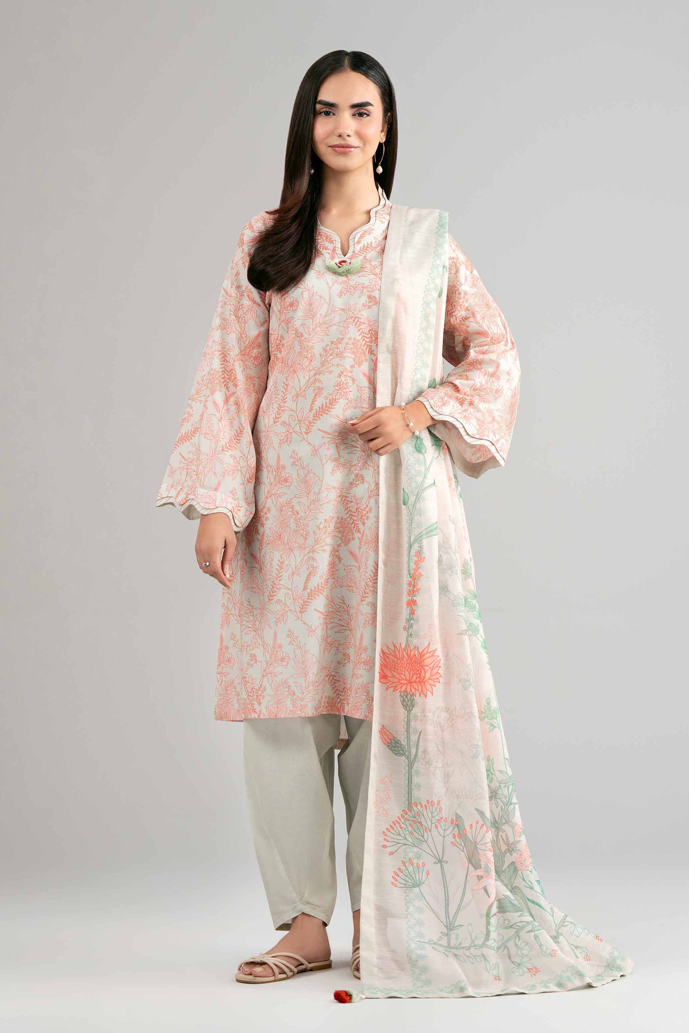 3 Piece - Digital Printed Suit - 42601496 Pink Lawn 3PC Printed Summer