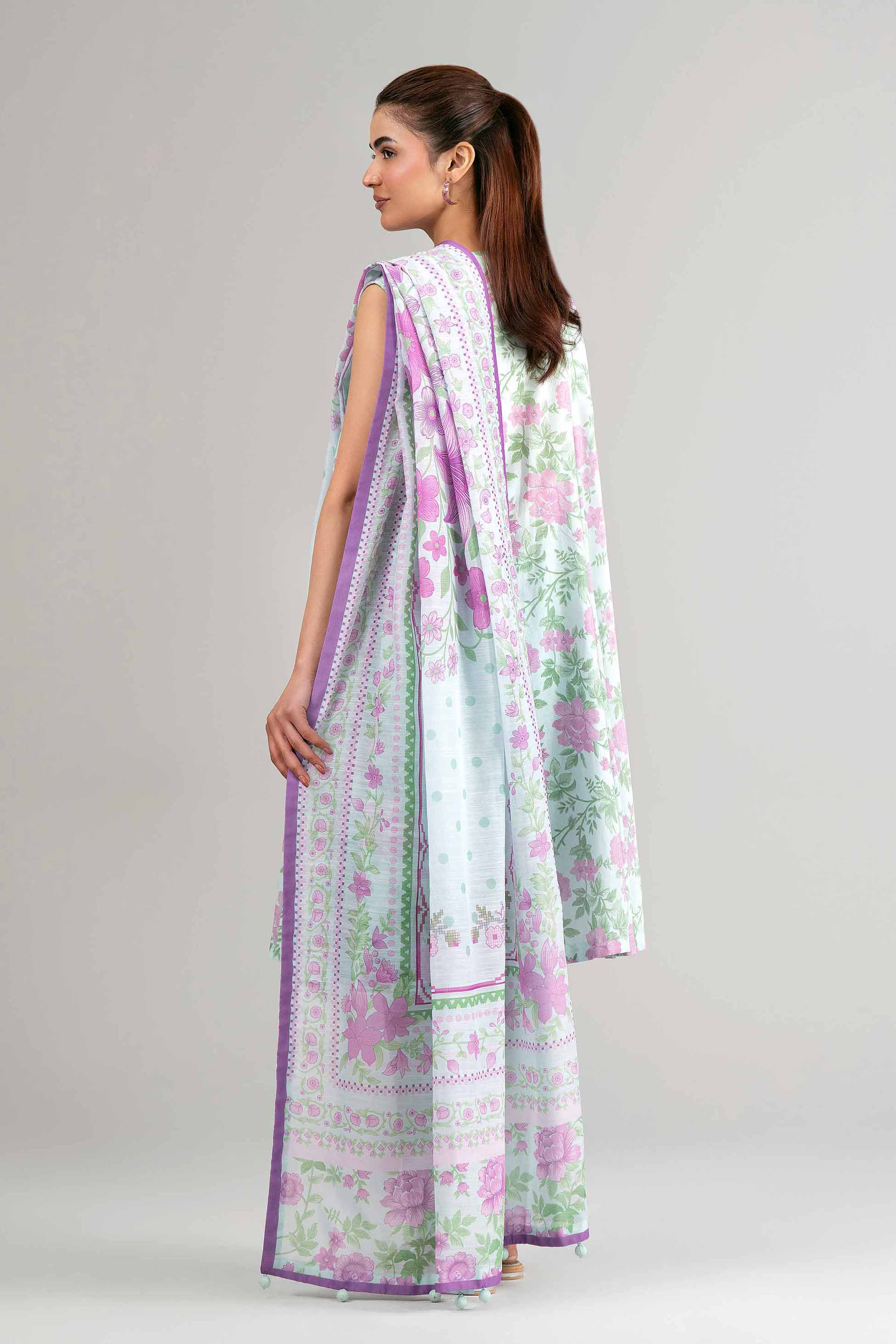 3 Piece - Digital Printed Suit - 42601503 Blue Lawn 3PC Printed Summer