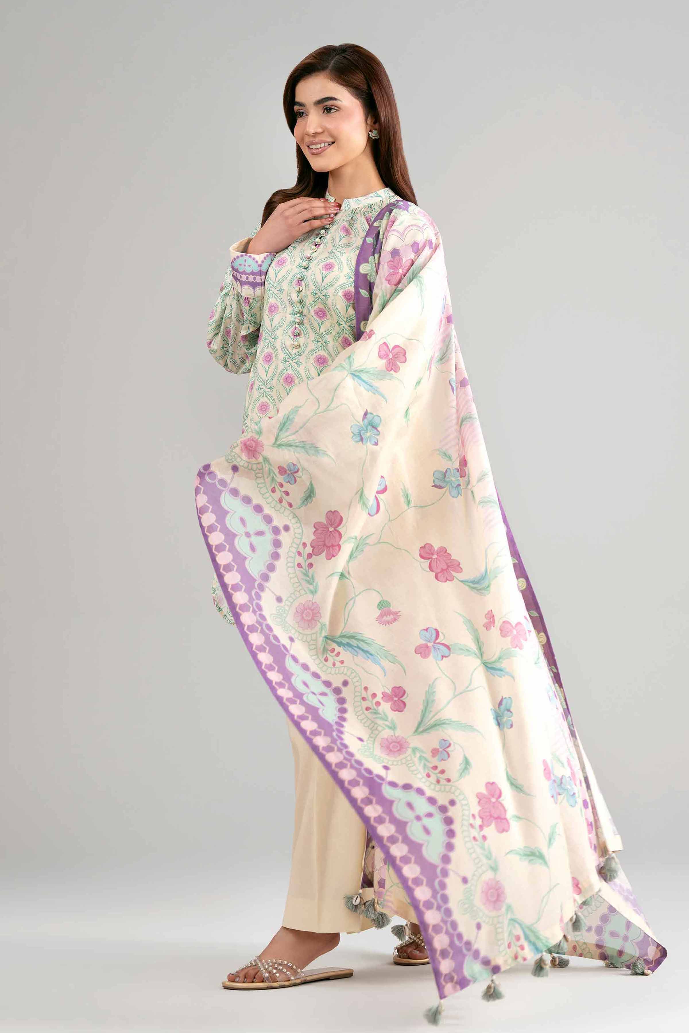 3 Piece - Printed Suit - 42601507 Multi Lawn 3PC Printed Summer