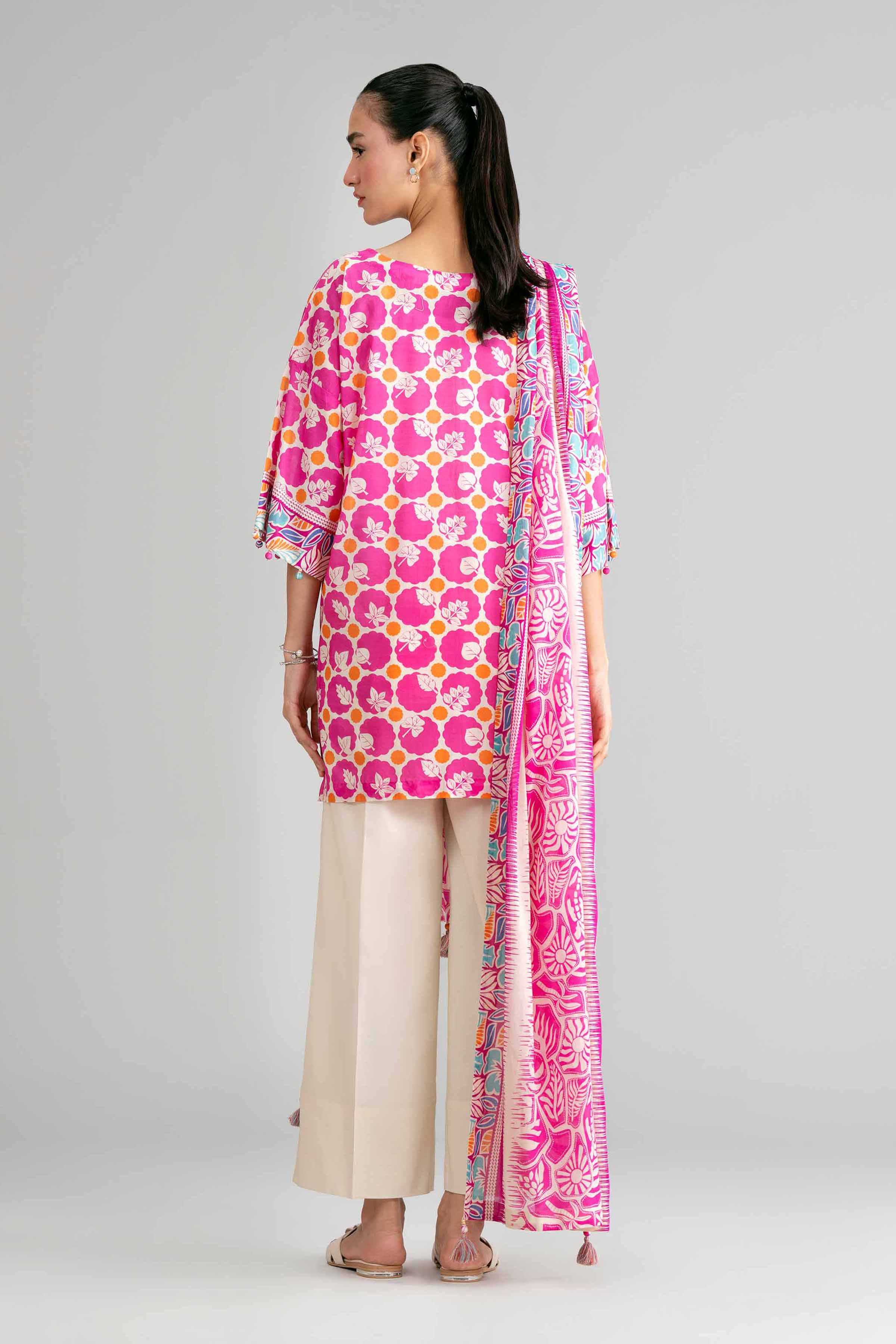 3 Piece - Printed Suit - 42601522 Pink Lawn 3PC Printed Summer
