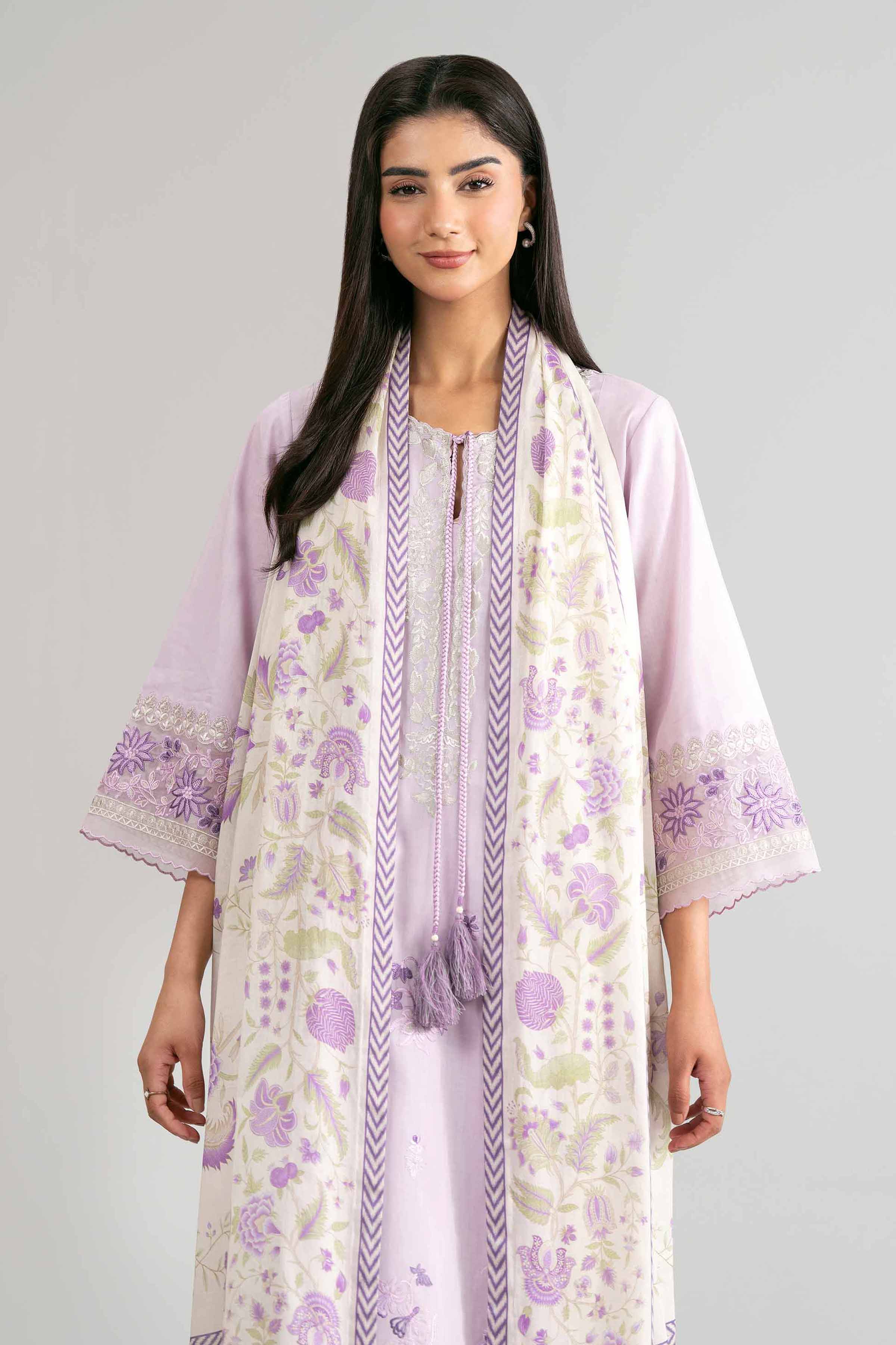 3 Piece - Digital Printed Embroidered Suit - 42601526 Lilac Lawn 3PC Embroidered Summer