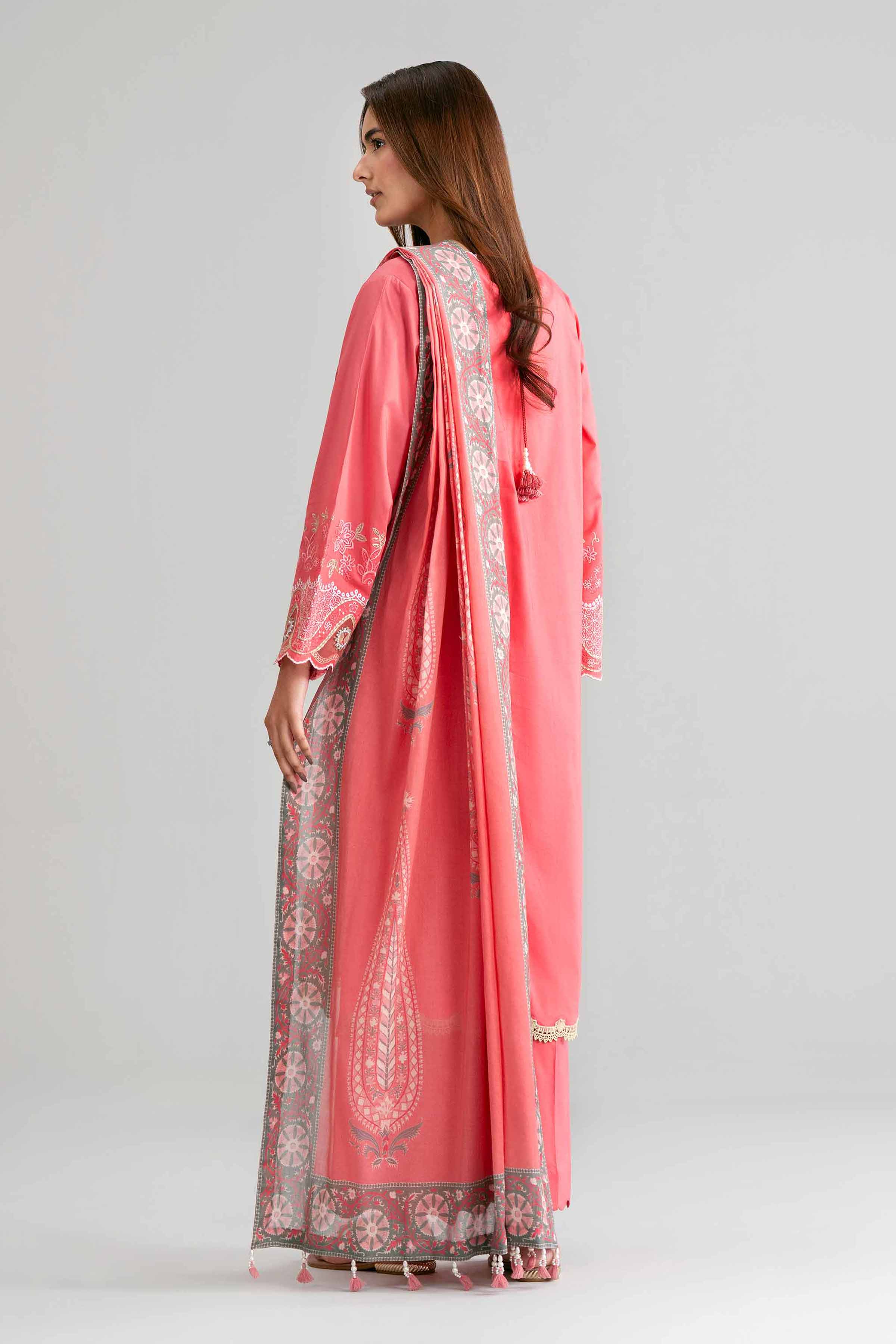 3 Piece - Digital Printed Embroidered Suit - 42601528 Pink Lawn 3PC Embroidered Summer