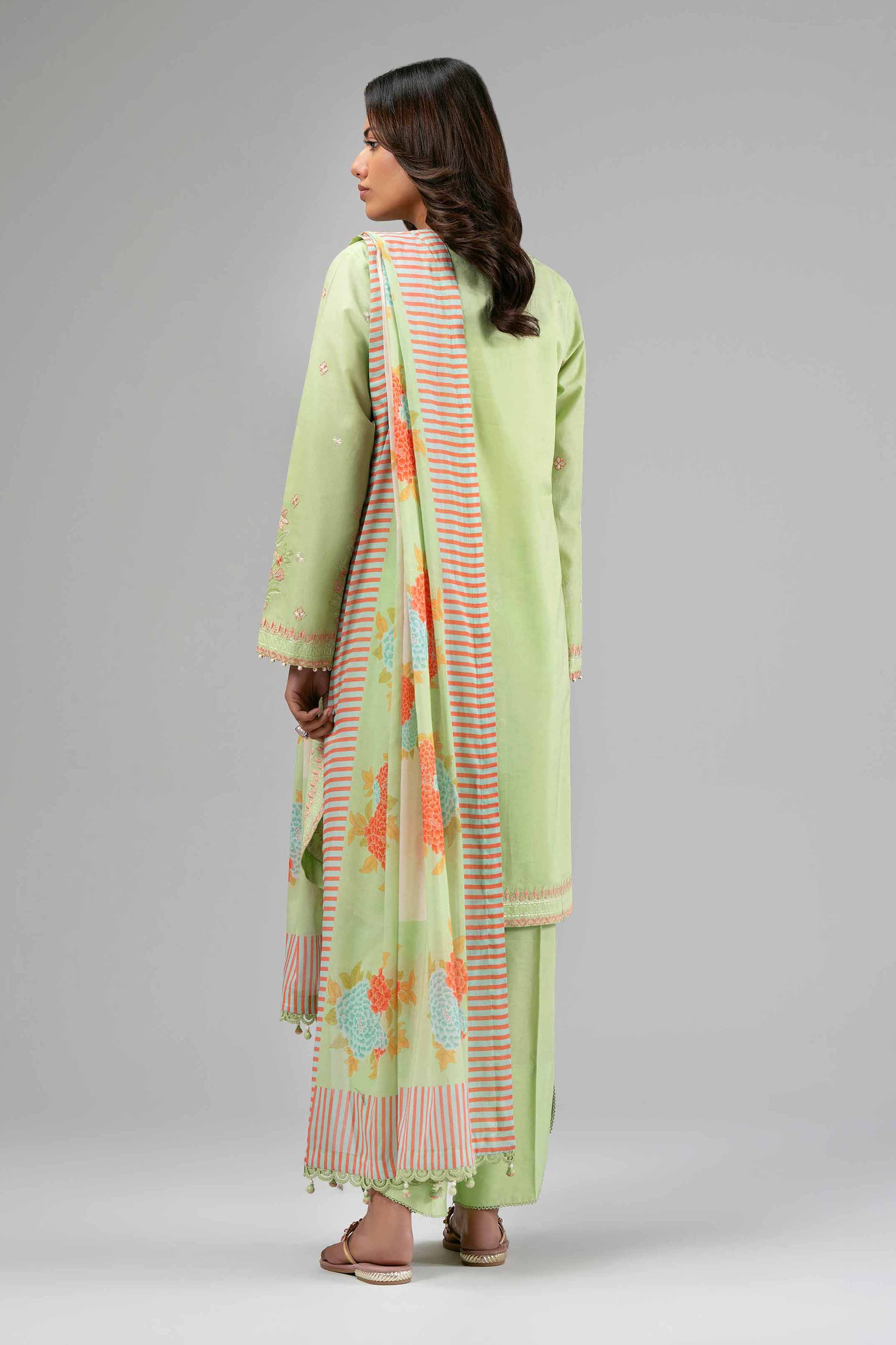 3 Piece - Digital Printed Embroidered Suit - 42601530 Green Lawn 3PC Embroidered Summer