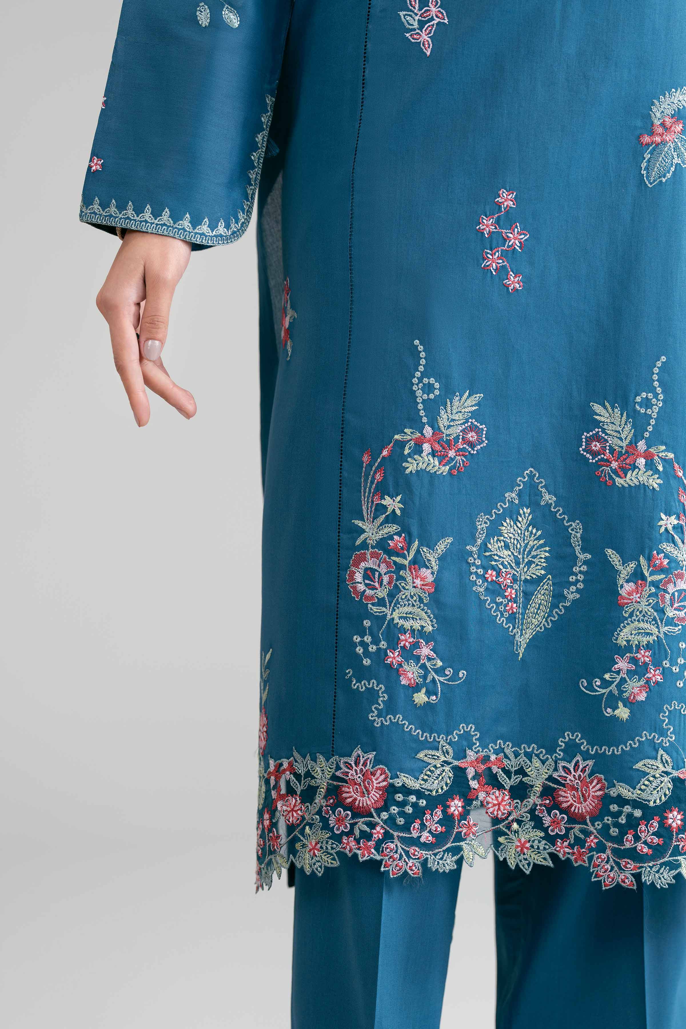 3 Piece - Digital Printed Embroidered Suit - 42601533 Blue Lawn 3PC Embroidered Summer