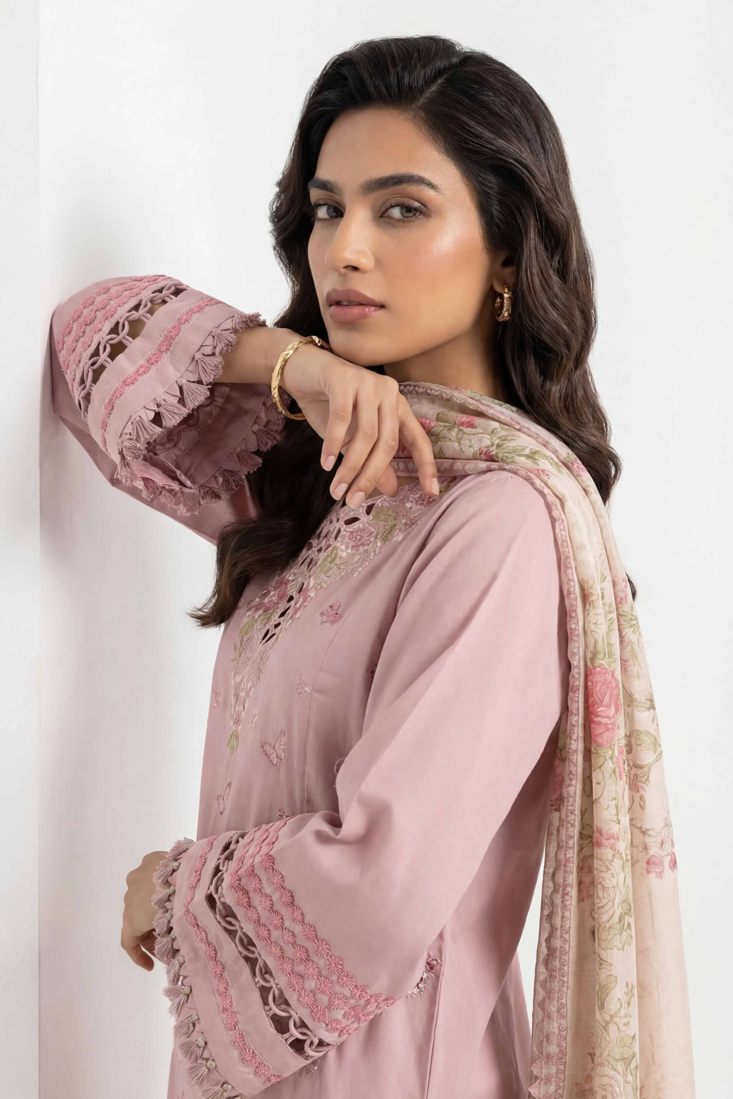 3 Piece - Printed Embroidered Suit - 42601537 Pink Lawn 3PC Embroidered Summer