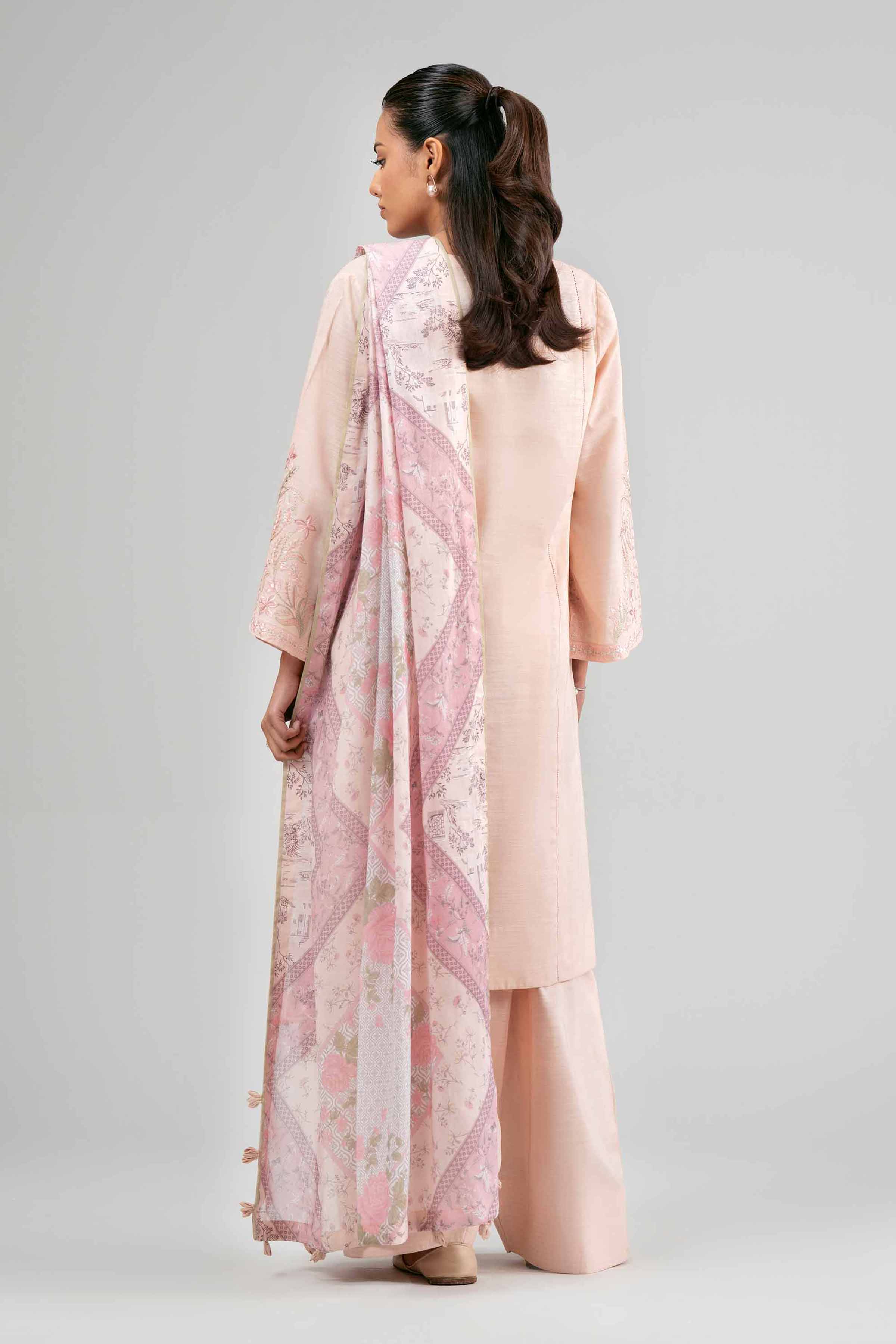 3 Piece - Printed Embroidered Suit - 42601538 Pink Lawn 3PC Embroidered Summer