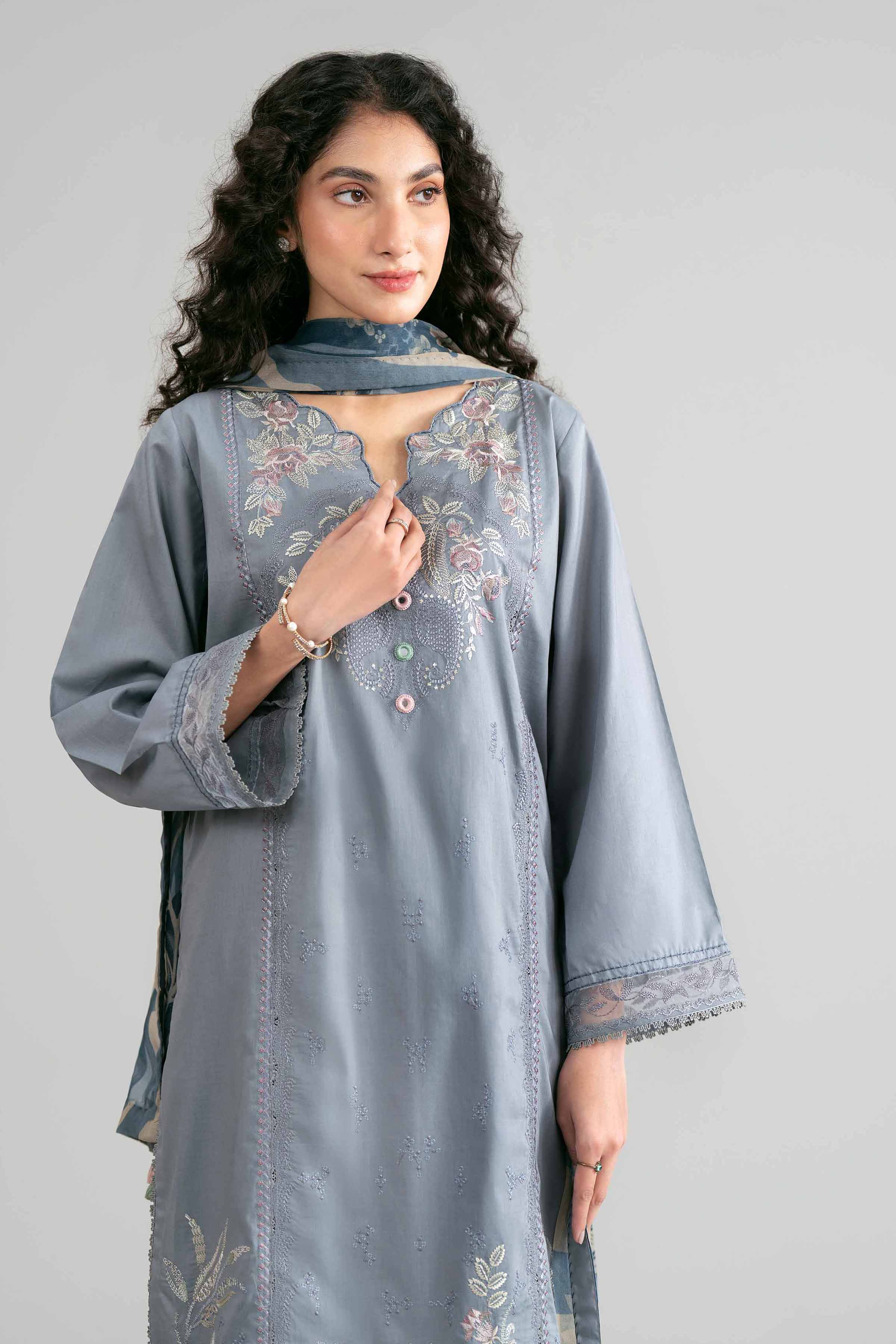 3 Piece - Digital Printed Embroidered Suit - 42601547 Grey Lawn 3PC Embroidered Summer