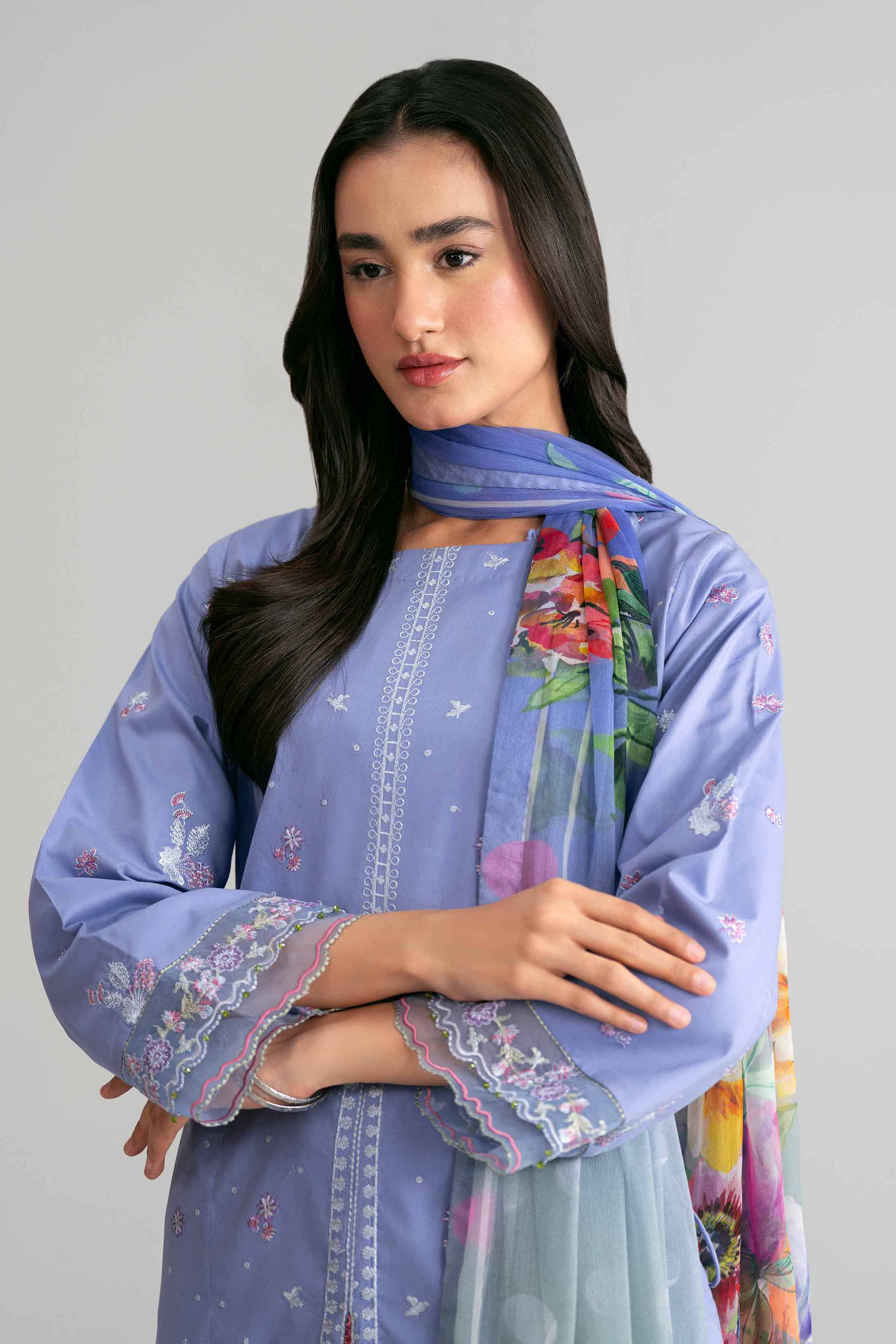 3 Piece - Digital Printed Embroidered Suit - 42601549  Lawn 3PC Embroidered Summer