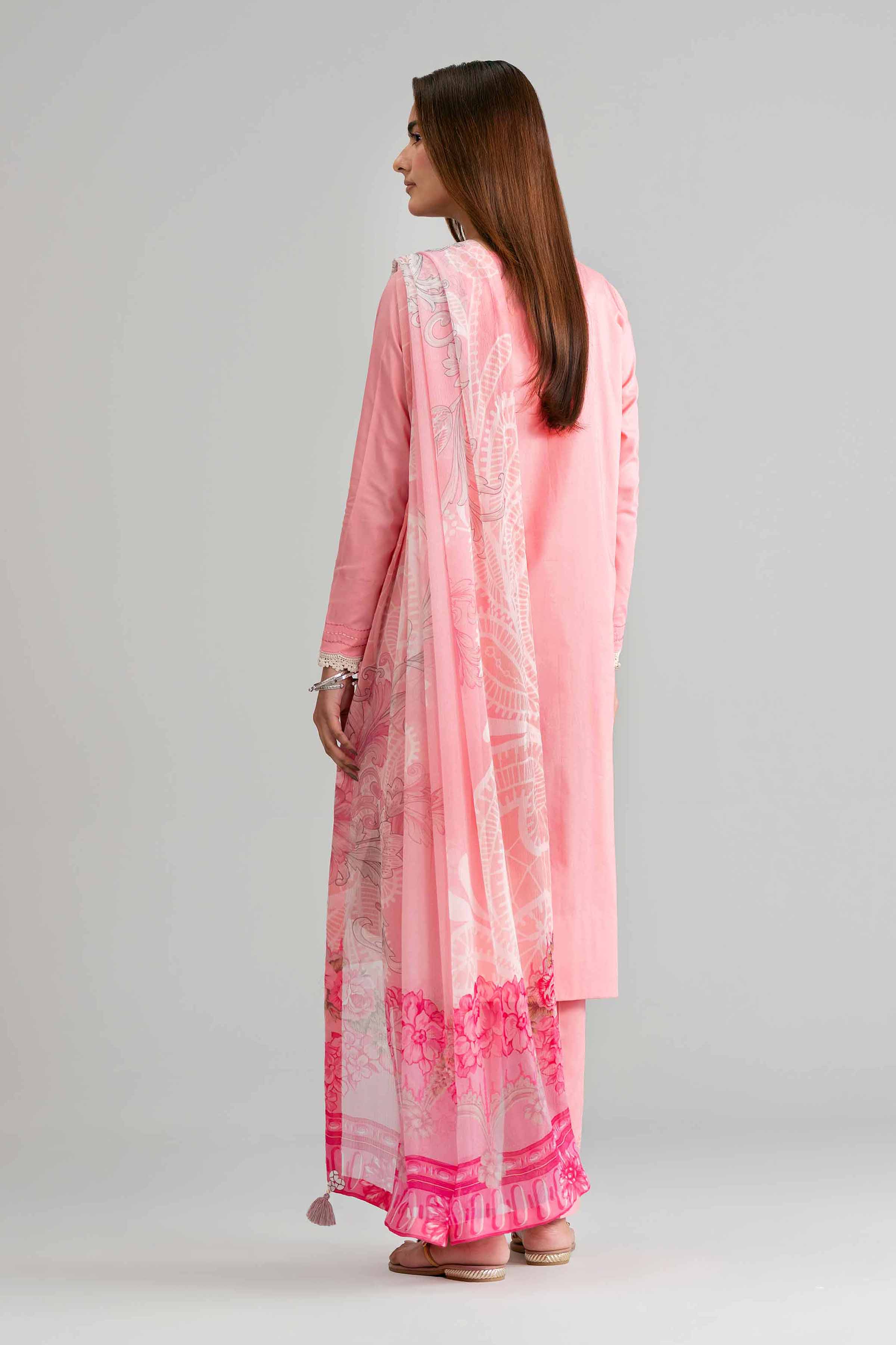 3 Piece - Digital Printed Embroidered Suit - 42601551 Pink Lawn 3PC Embroidered Summer