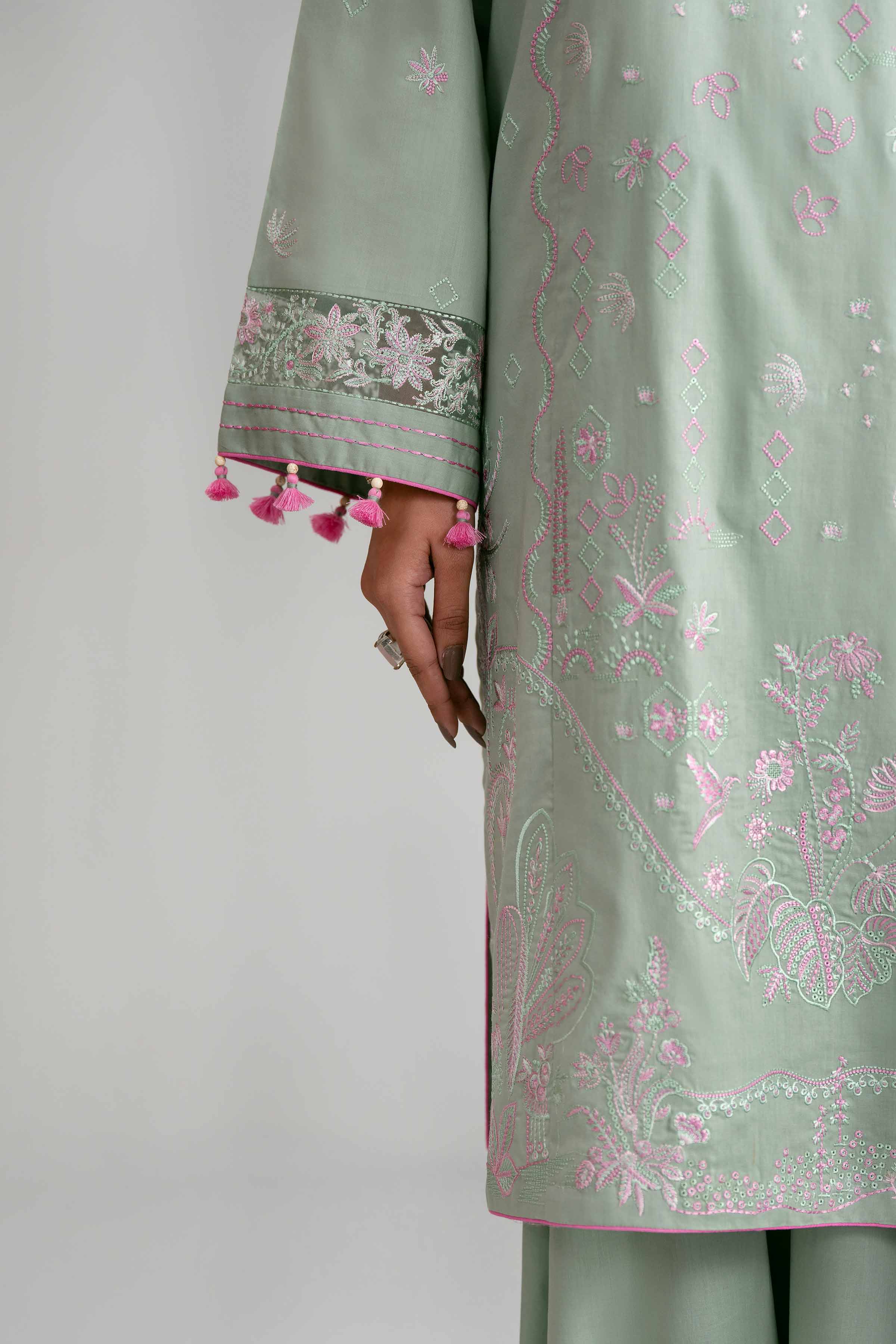 3 Piece - Digital Printed Embroidered Suit - 42601552 Green Lawn 3PC Embroidered Summer