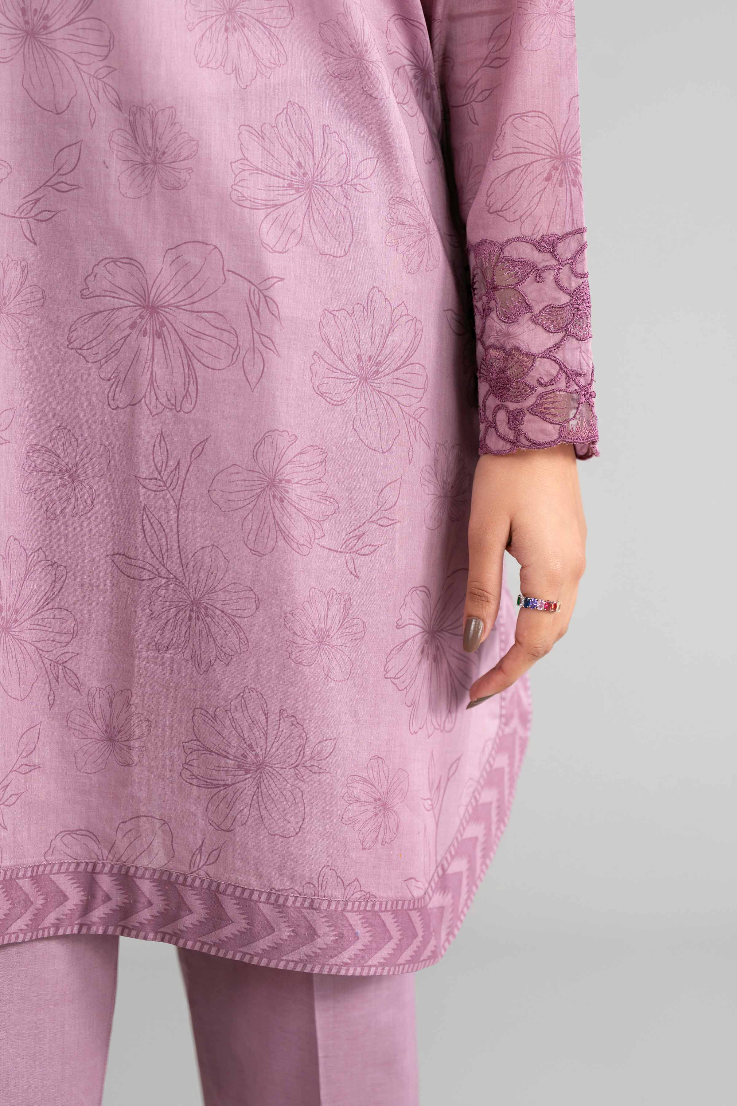 3 Piece - Digital Printed Embroidered Suit - 42601561 Purple Lawn 3PC Embroidered Summer