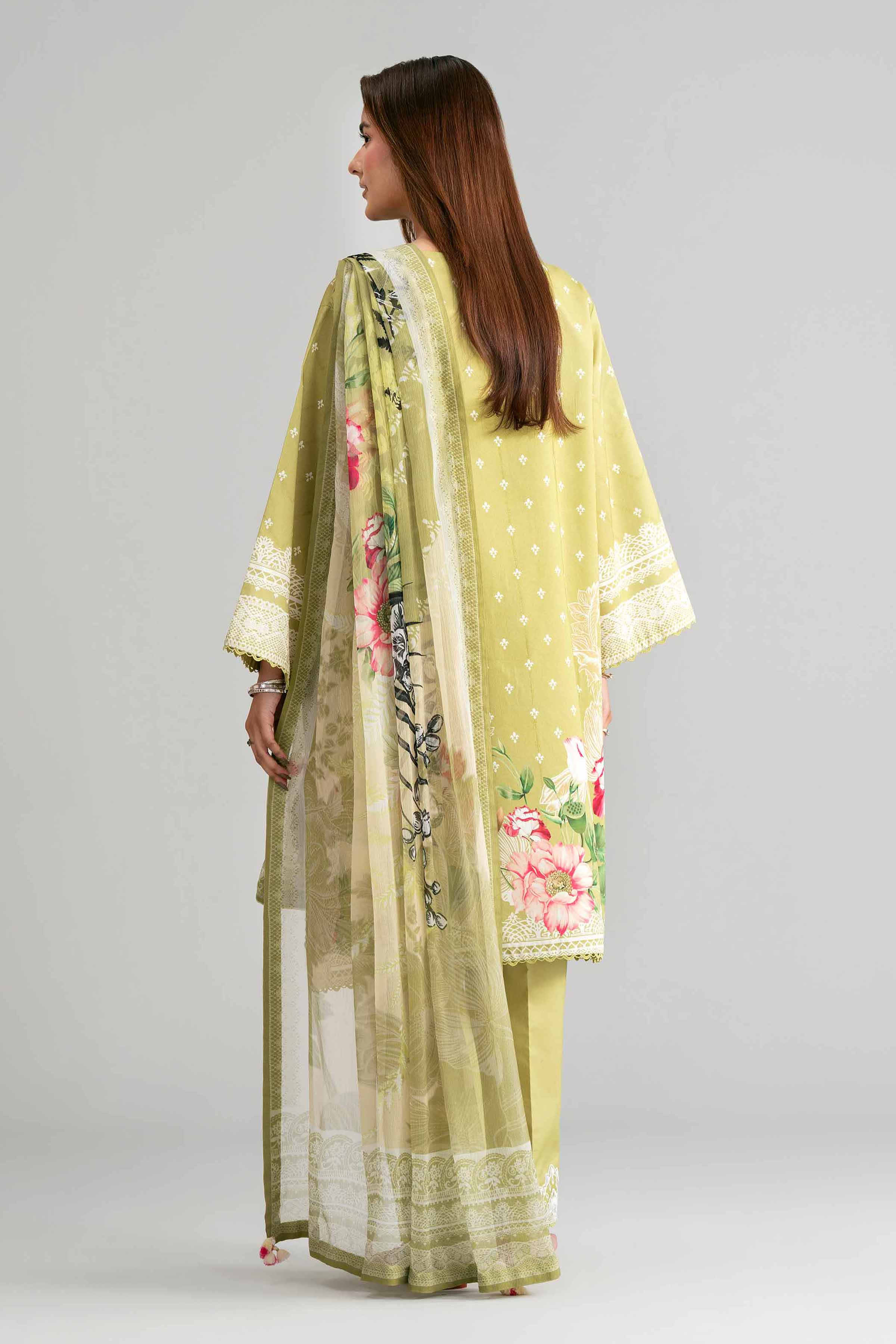 3 Piece - Digital Printed Embroidered Suit - 42601562 Green Lawn 3PC Embroidered Summer