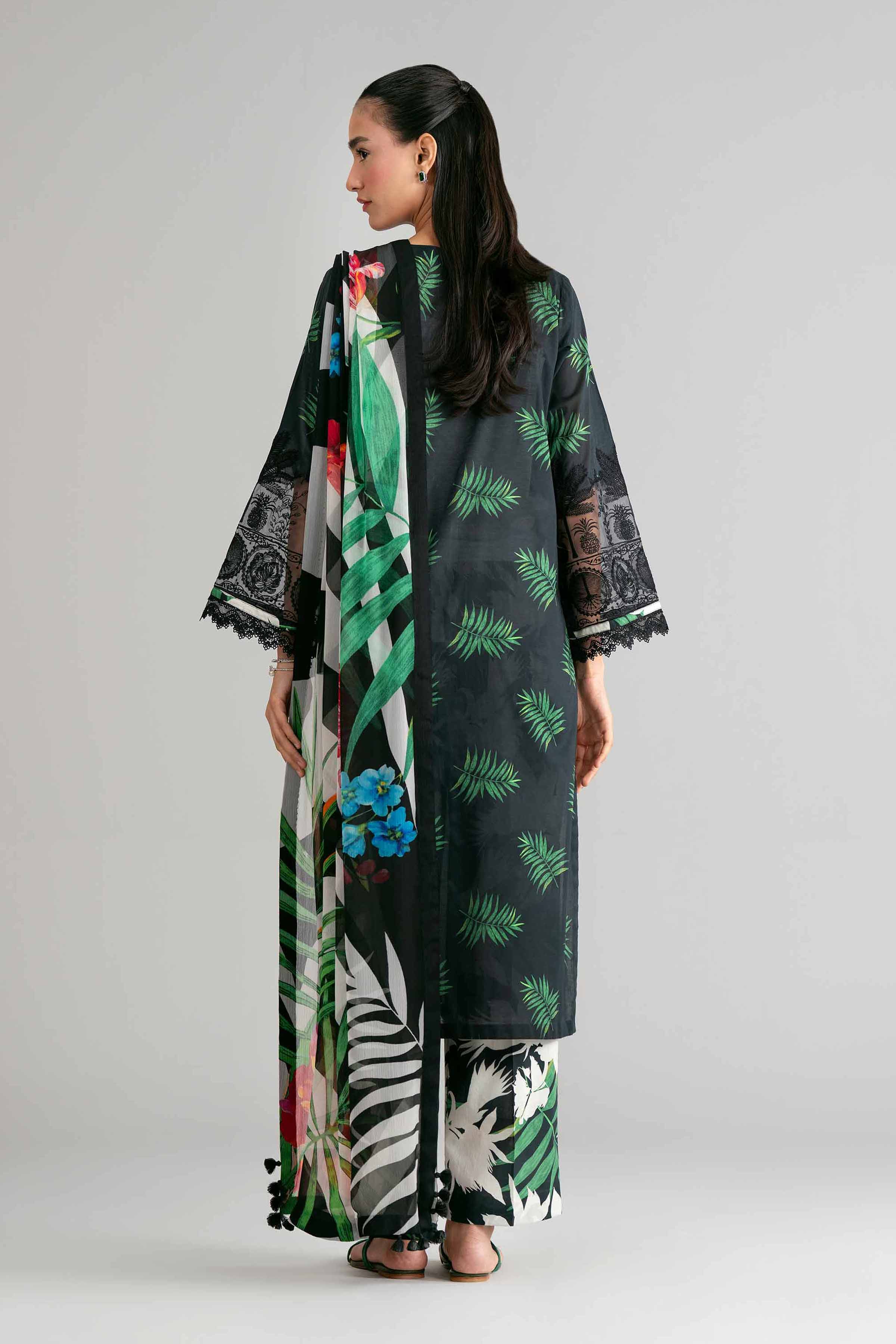 3 Piece - Digital Printed Embroidered Suit - 42601570 Black Lawn 3PC Embroidered Summer