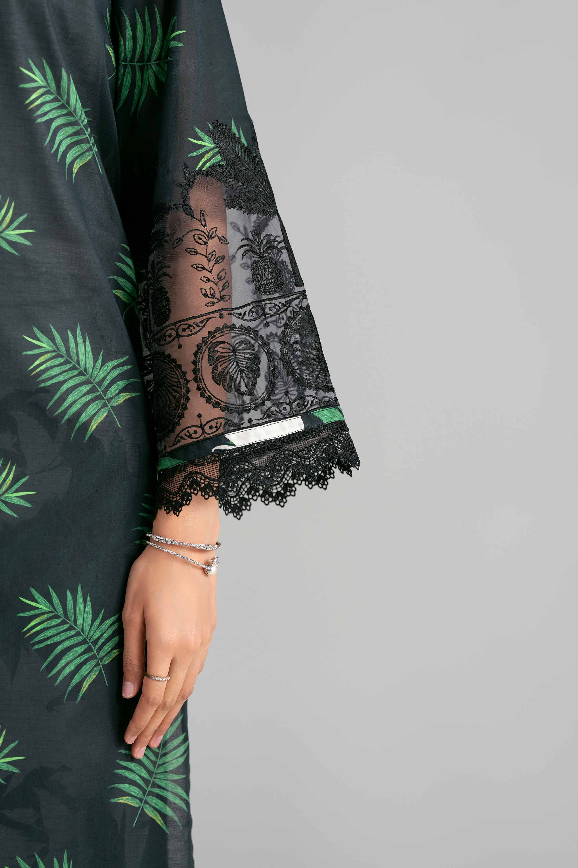 3 Piece - Digital Printed Embroidered Suit - 42601570 Black Lawn 3PC Embroidered Summer