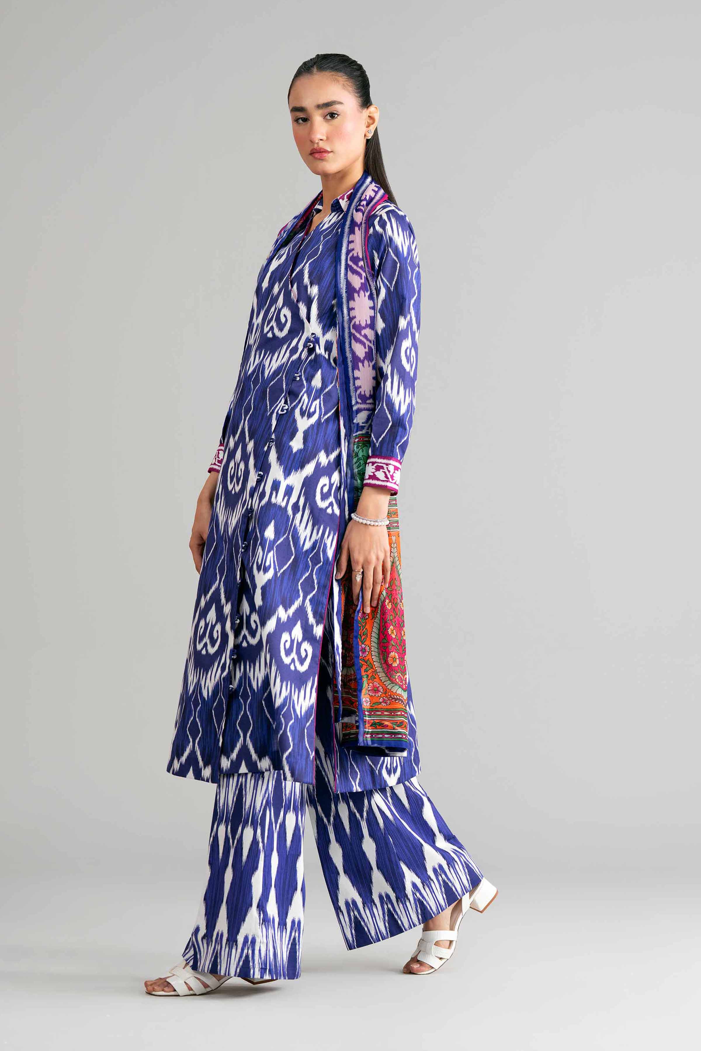3 Piece - Digital Printed Suit - 42601582 Blue Lawn 3PC Printed Summer