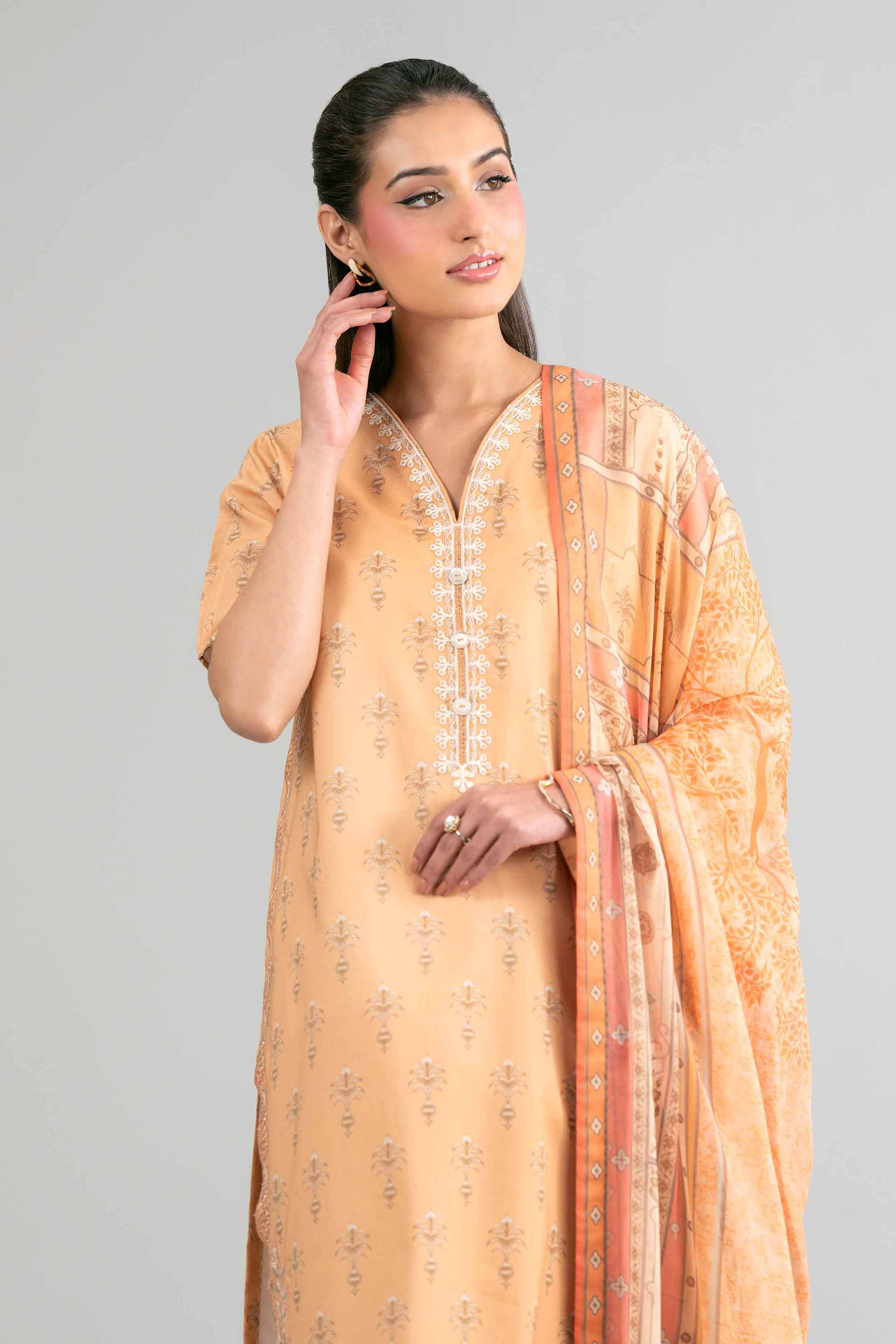 2 Piece - Digital Printed Embroidered Suit - 42601584 Yellow Lawn 2PC Embroidered