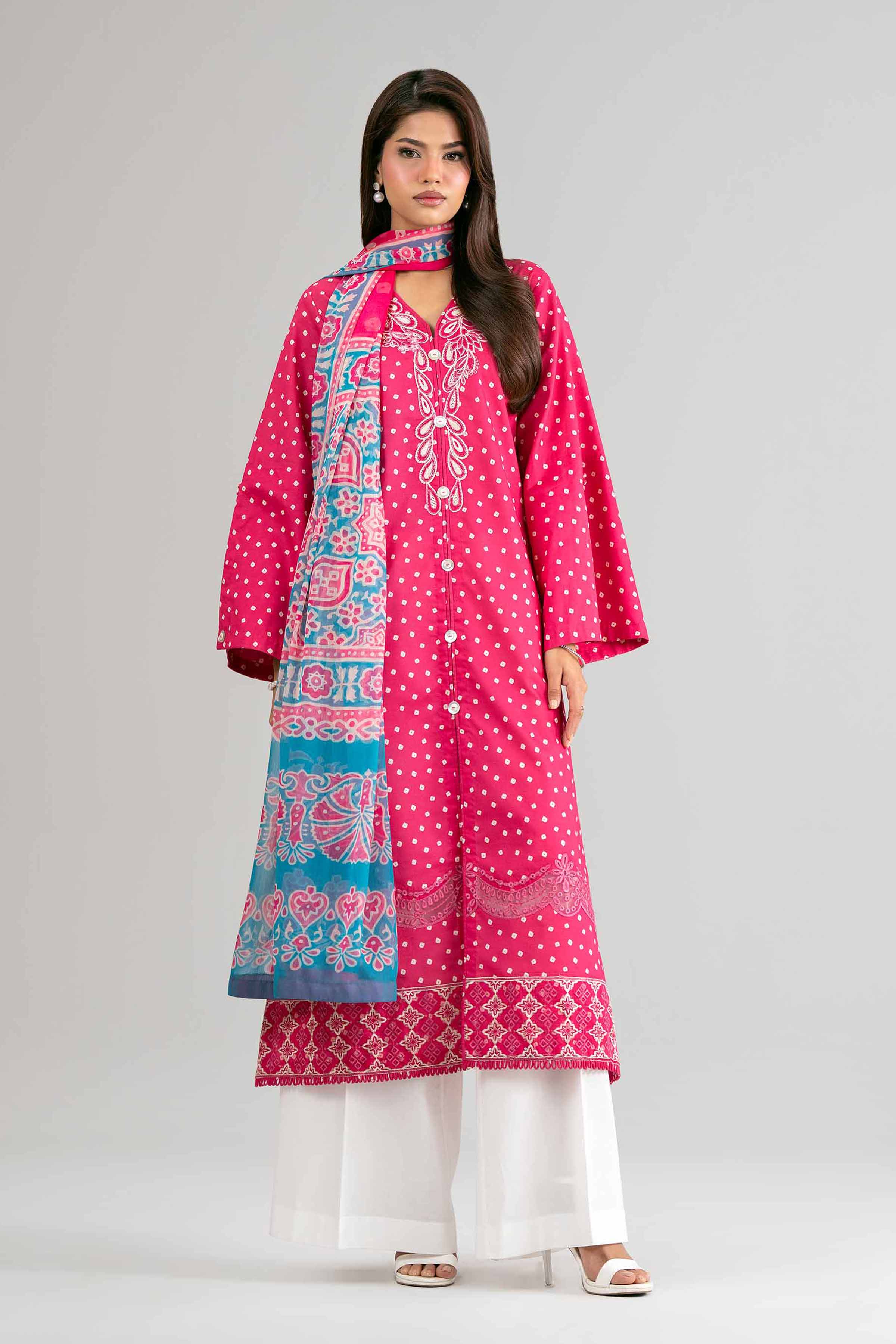 2 Piece - Digital Printed Embroidered Suit - 42601588 Pink Lawn 2PC Embroidered