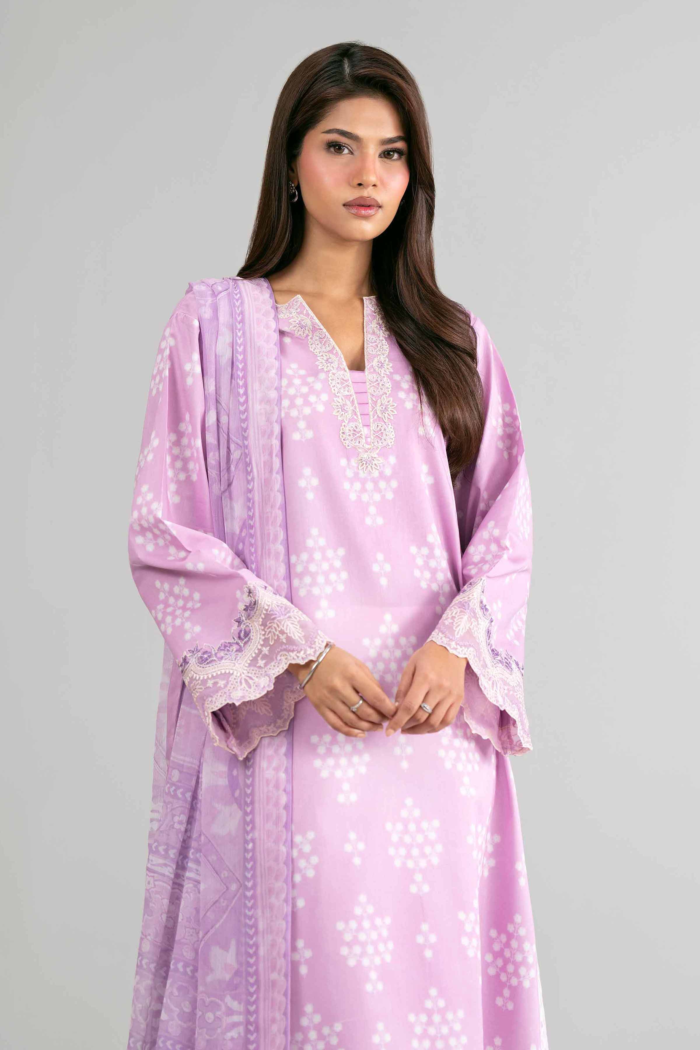 2 Piece - Digital Printed Embroidered Suit - 42601589 Purple Lawn 2PC Embroidered