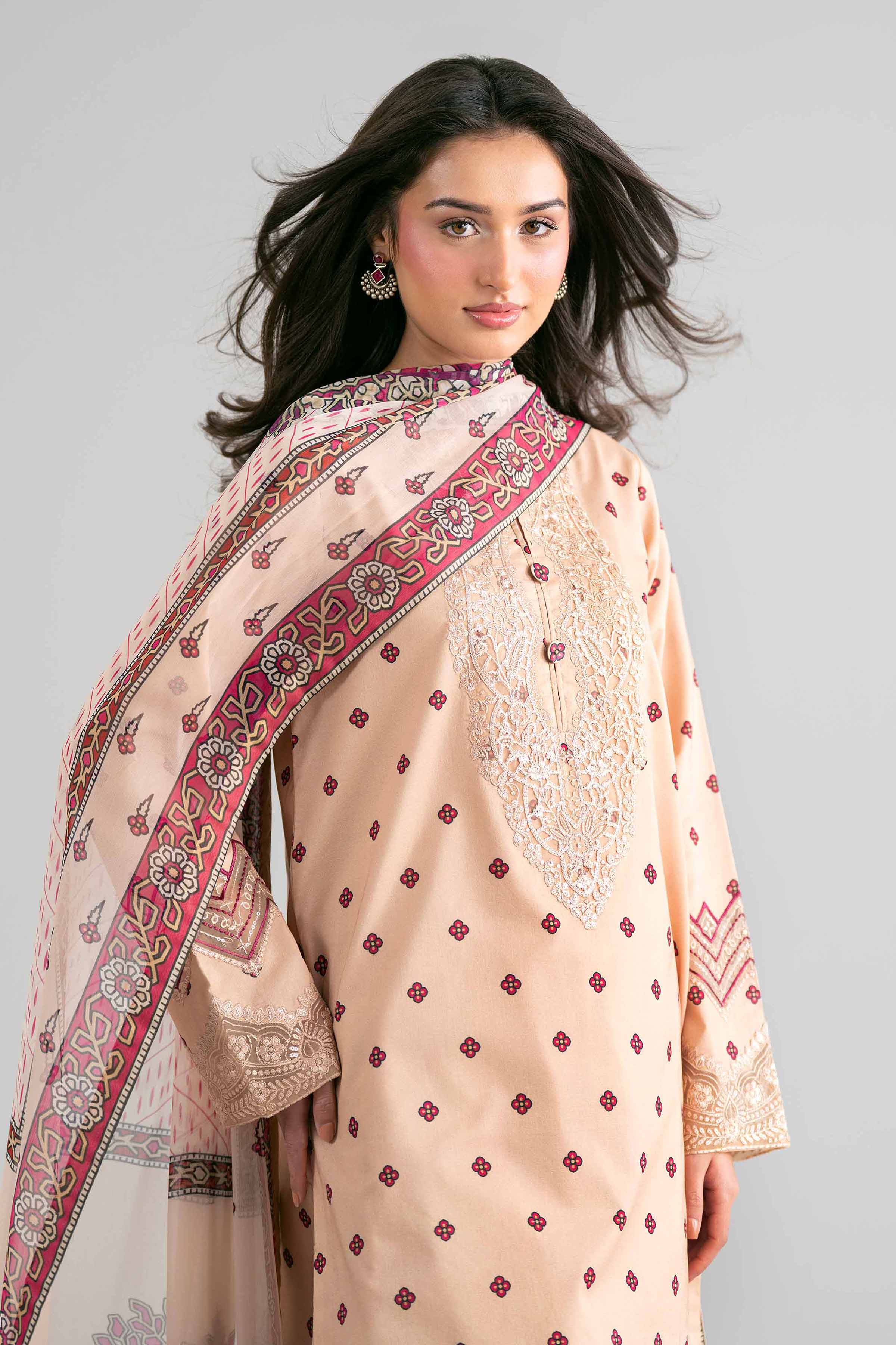 2 Piece - Digital Printed Embroidered Suit - 42601590 Beige Lawn 2PC Embroidered