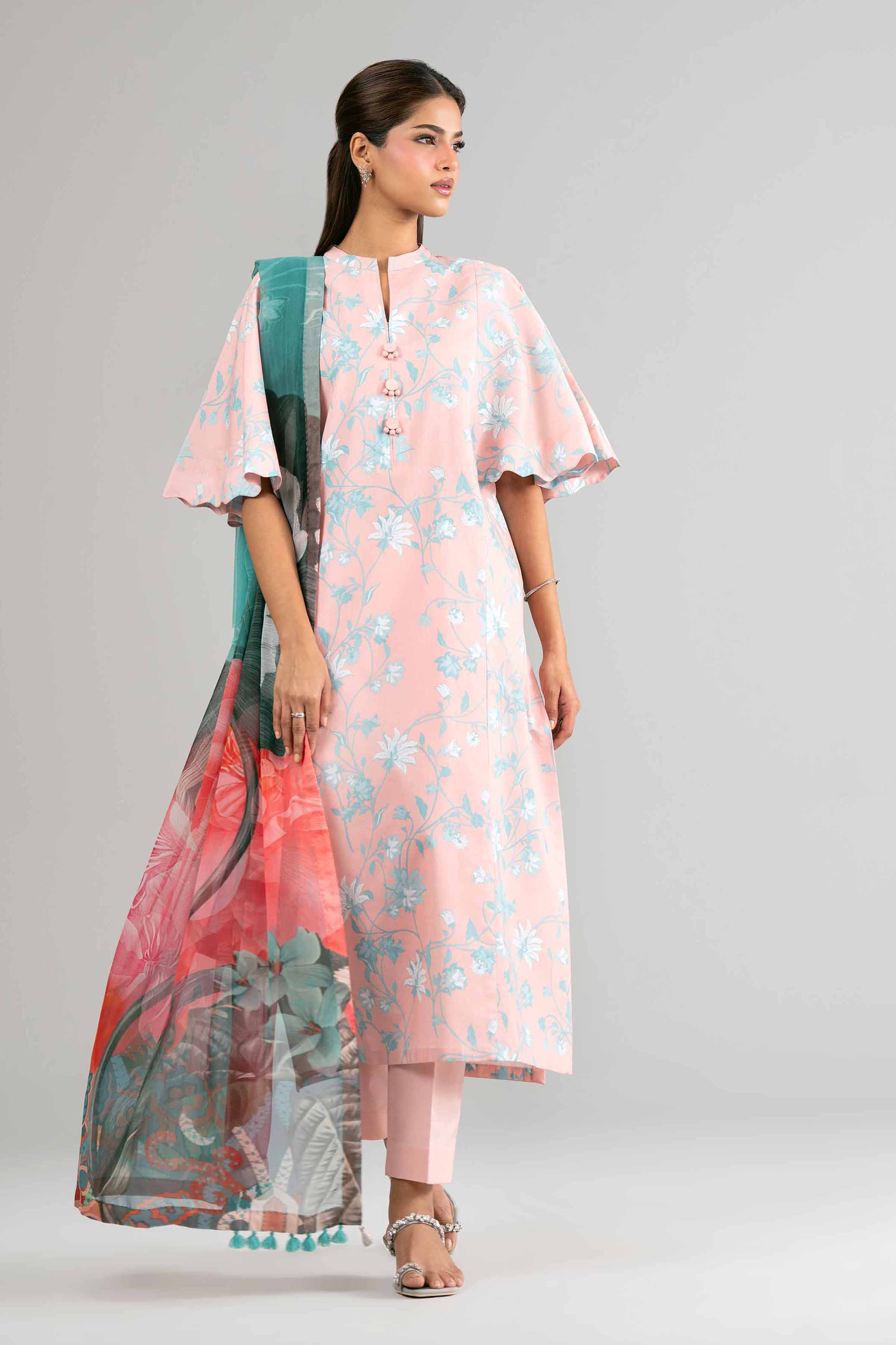 2 Piece - Digital Printed Suit - 42601595 Pink Lawn 2PC Printed