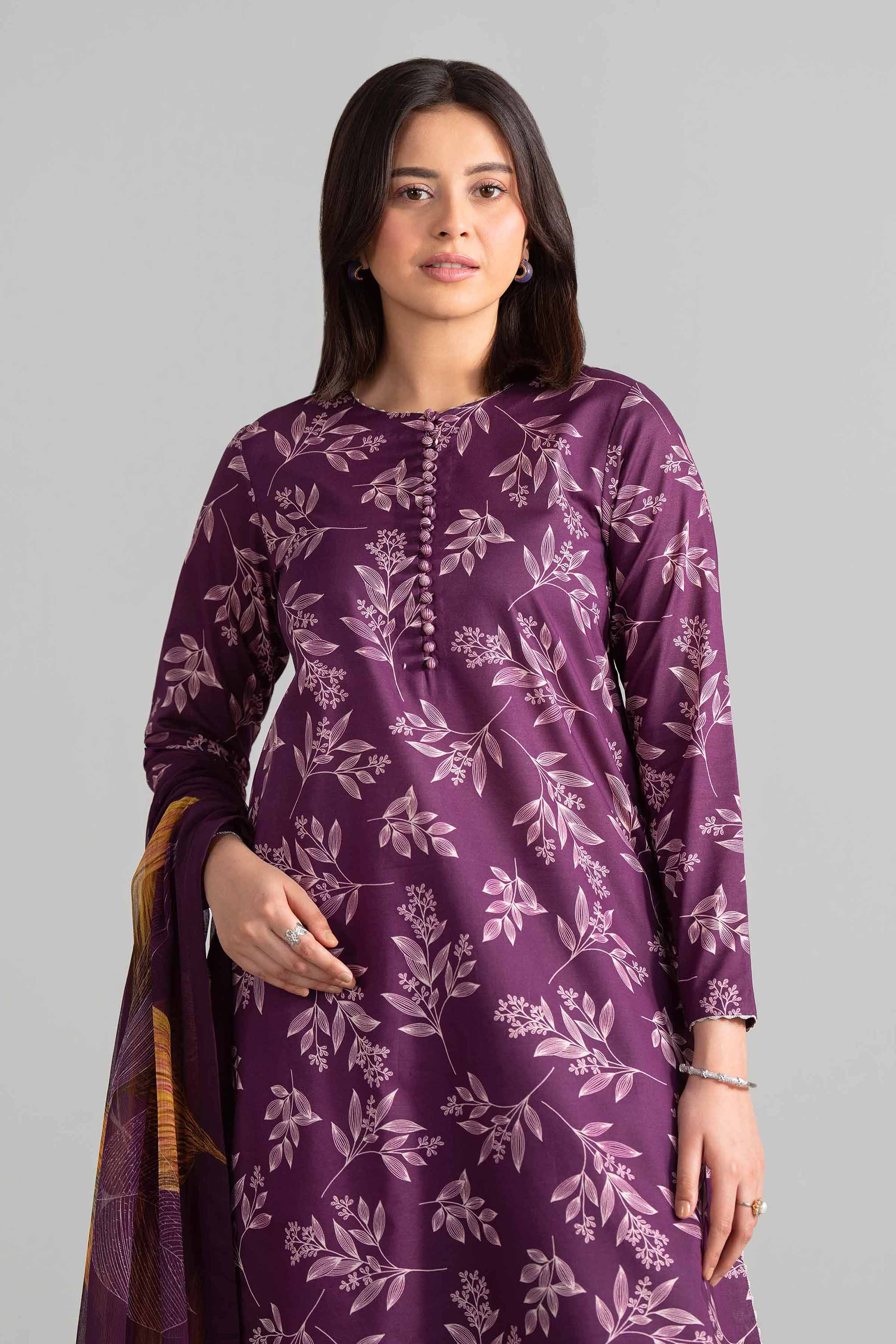 2 Piece - Digital Printed Suit - 42601596 Purple Lawn 2PC Printed