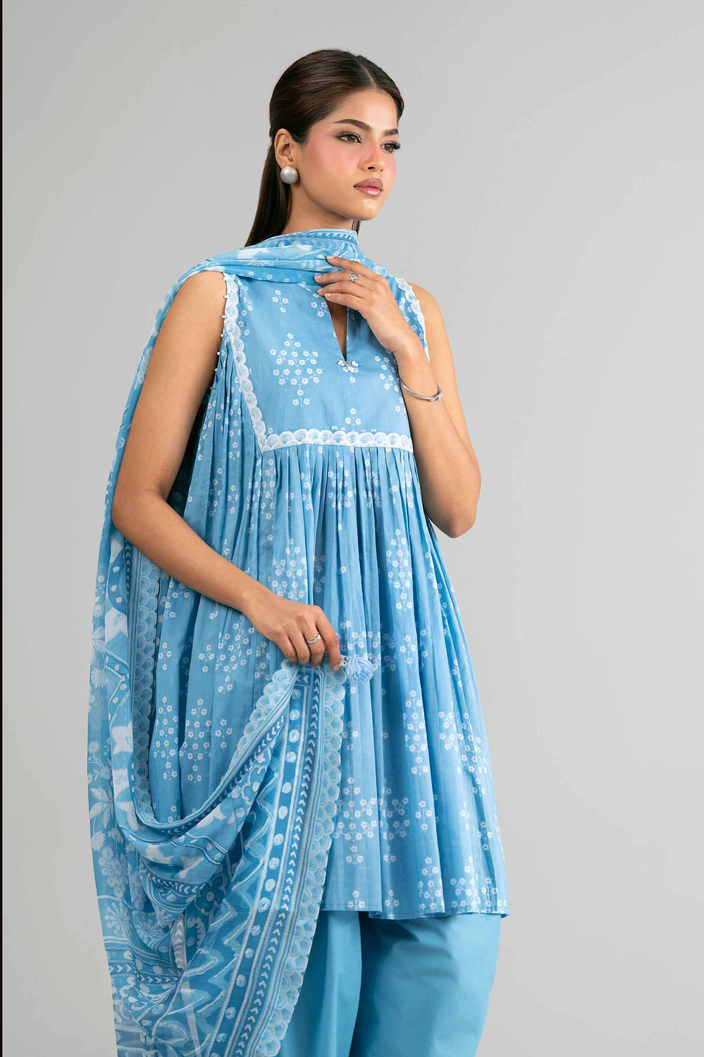 2 Piece - Digital Printed Suit - 42601598 Blue Lawn 2PC Printed