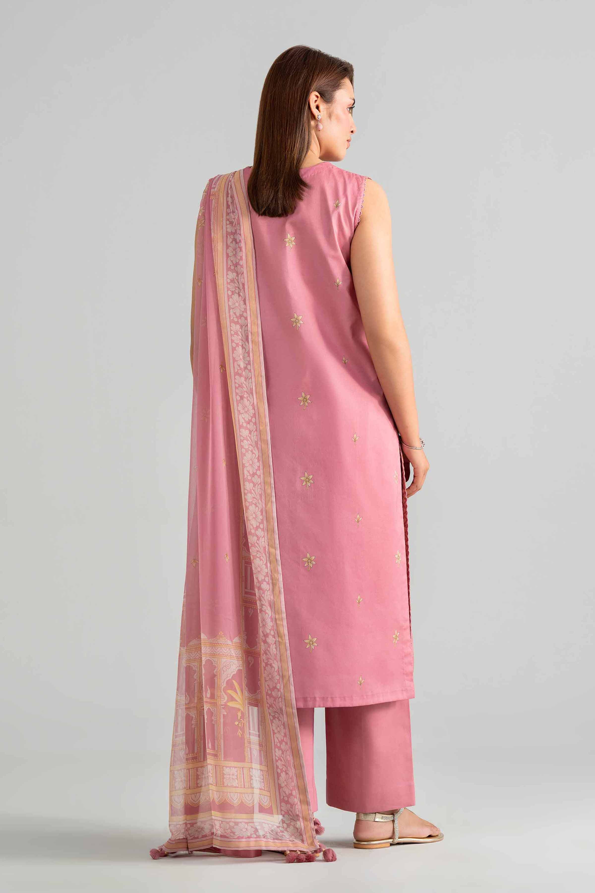 2 Piece - Digital Printed Suit - 42601602 Pink Lawn 2PC Printed