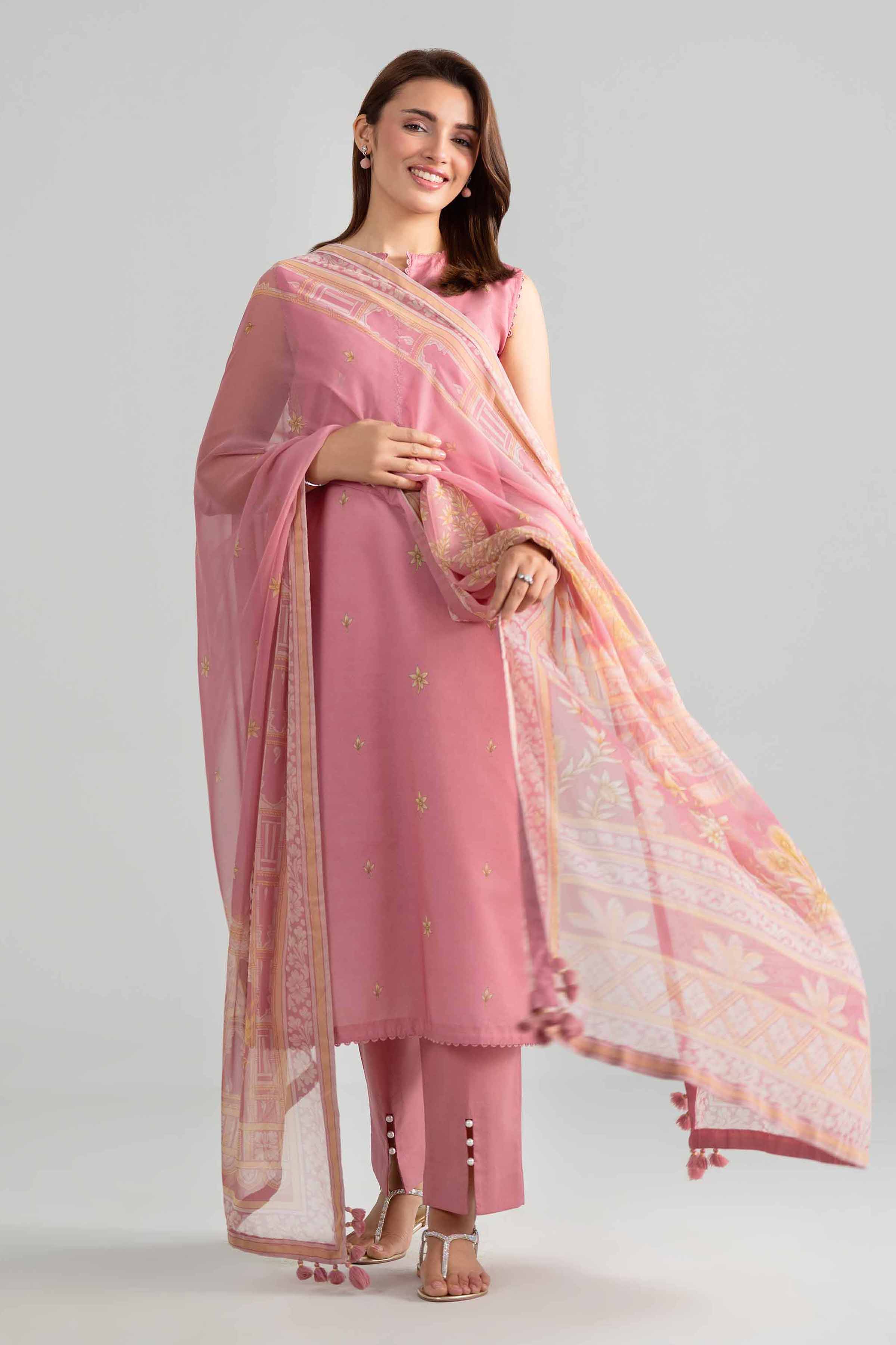 2 Piece - Digital Printed Suit - 42601602 Pink Lawn 2PC Printed