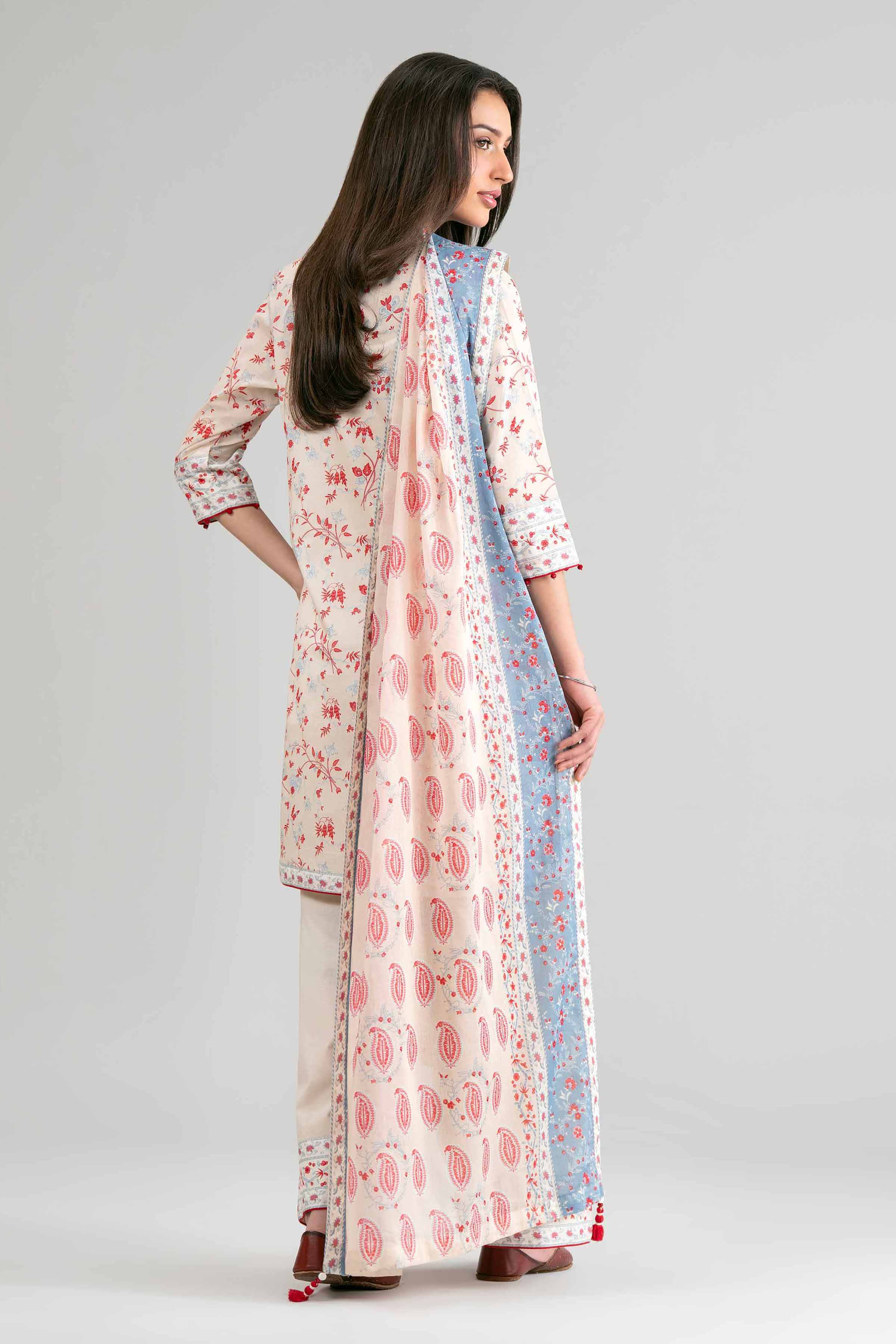 2 Piece - Printed Suit - 42601610 Beige Lawn 2PC Printed
