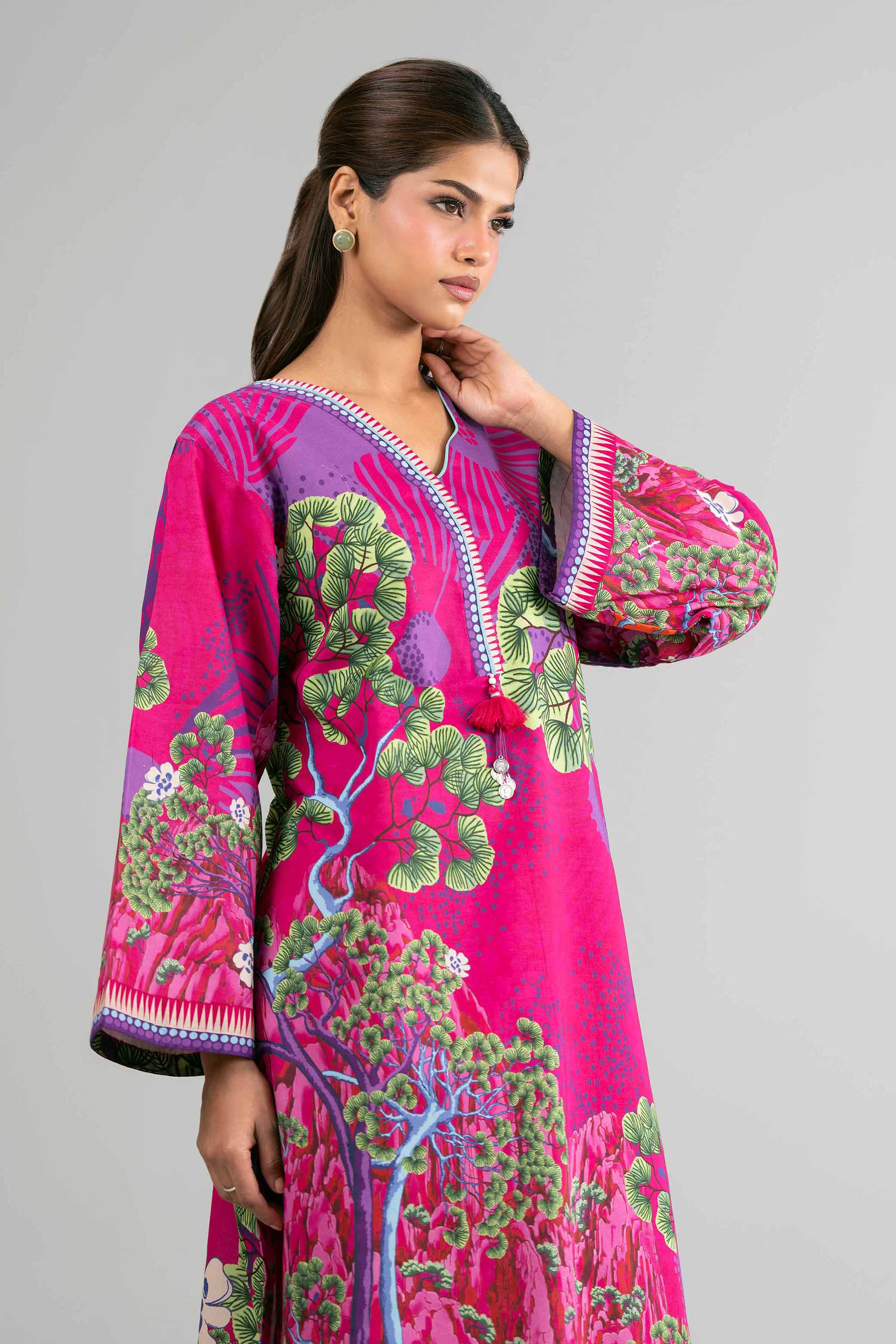 2 Piece - Digital Printed Suit - 42601616 Pink Lawn 2PC Printed