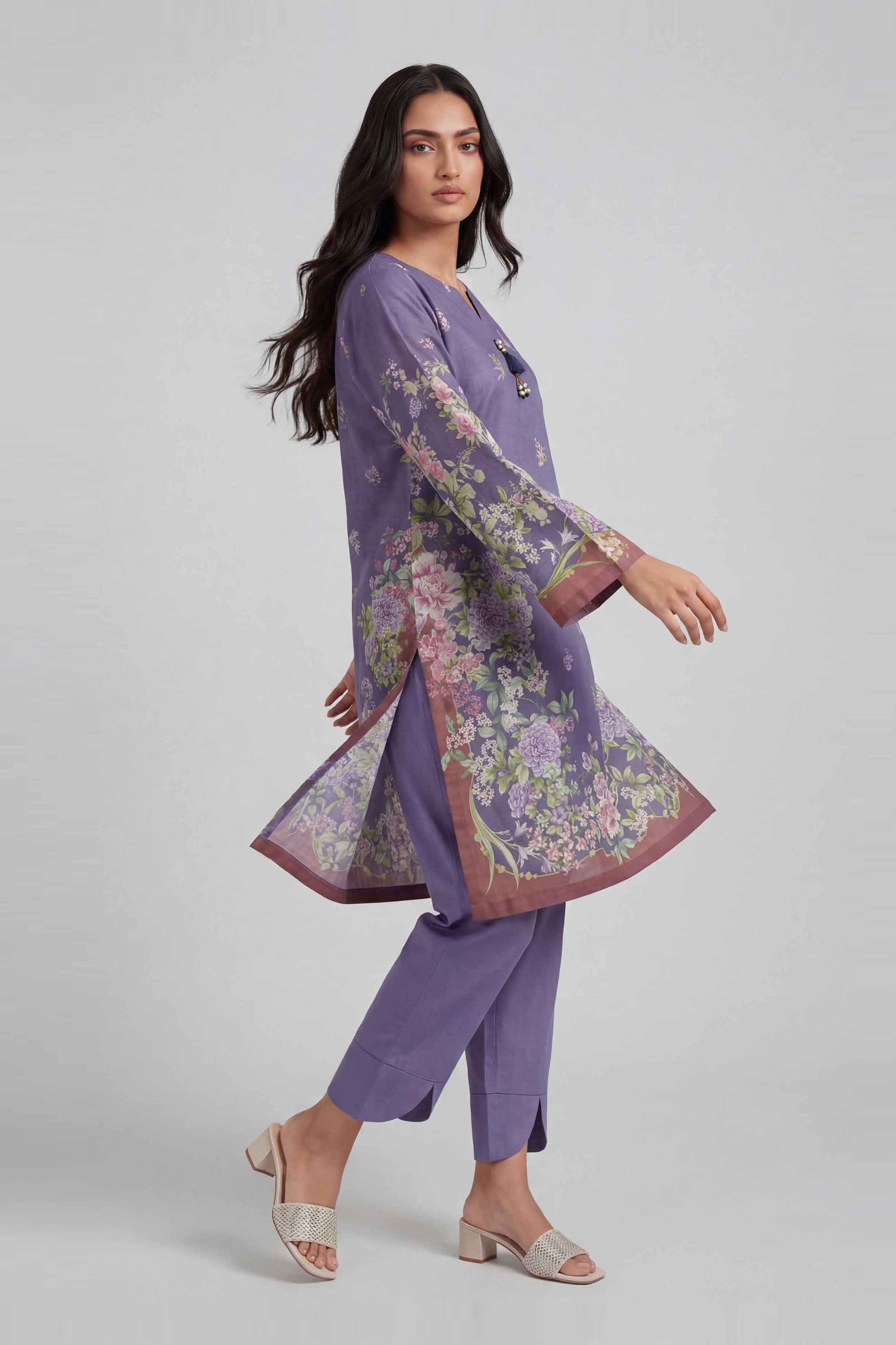 2 Piece - Digital Printed Suit - 42601621 Purple Lawn 2PC Printed