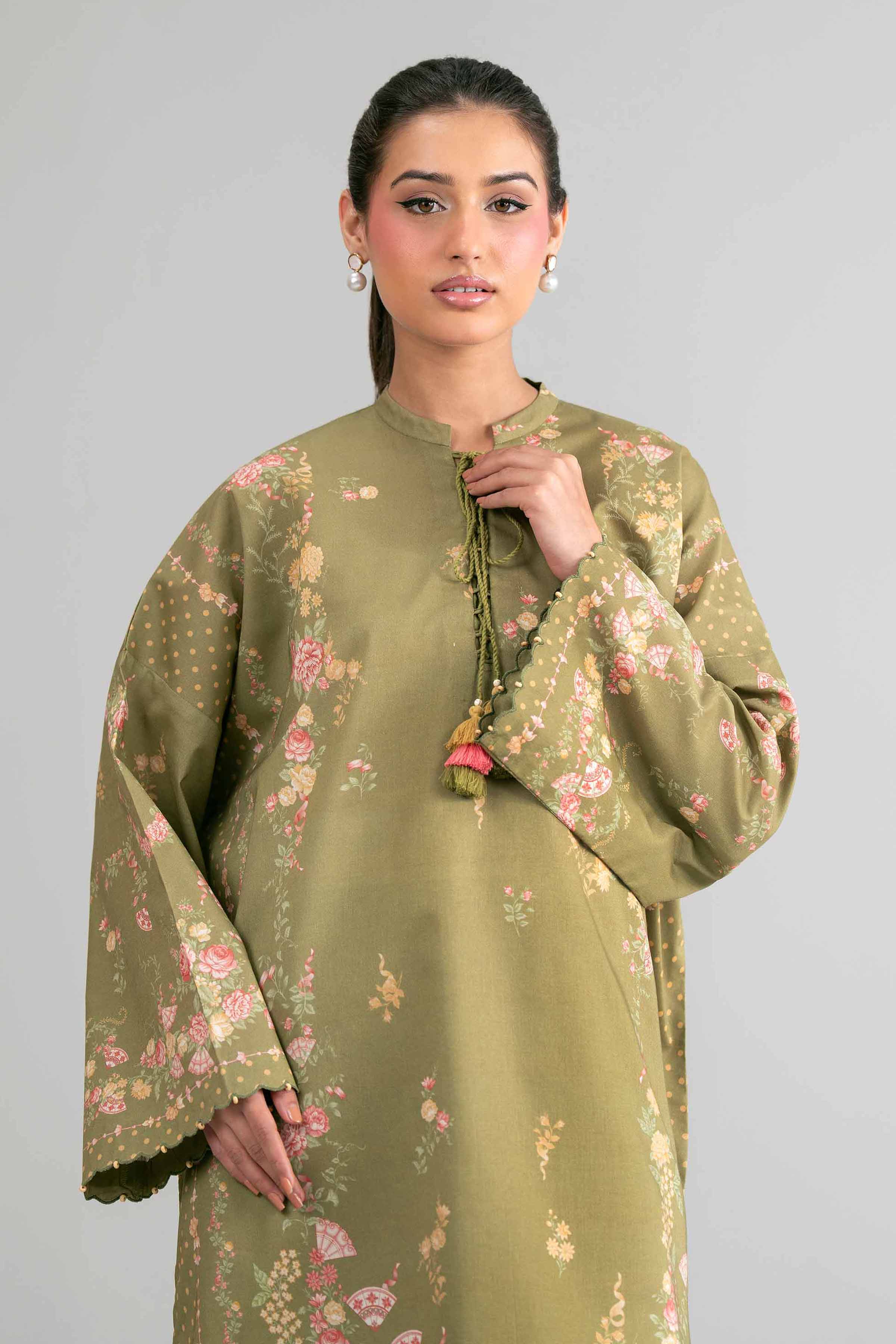 2 Piece - Digital Printed Suit - 42601622 Olive Lawn 2PC Printed