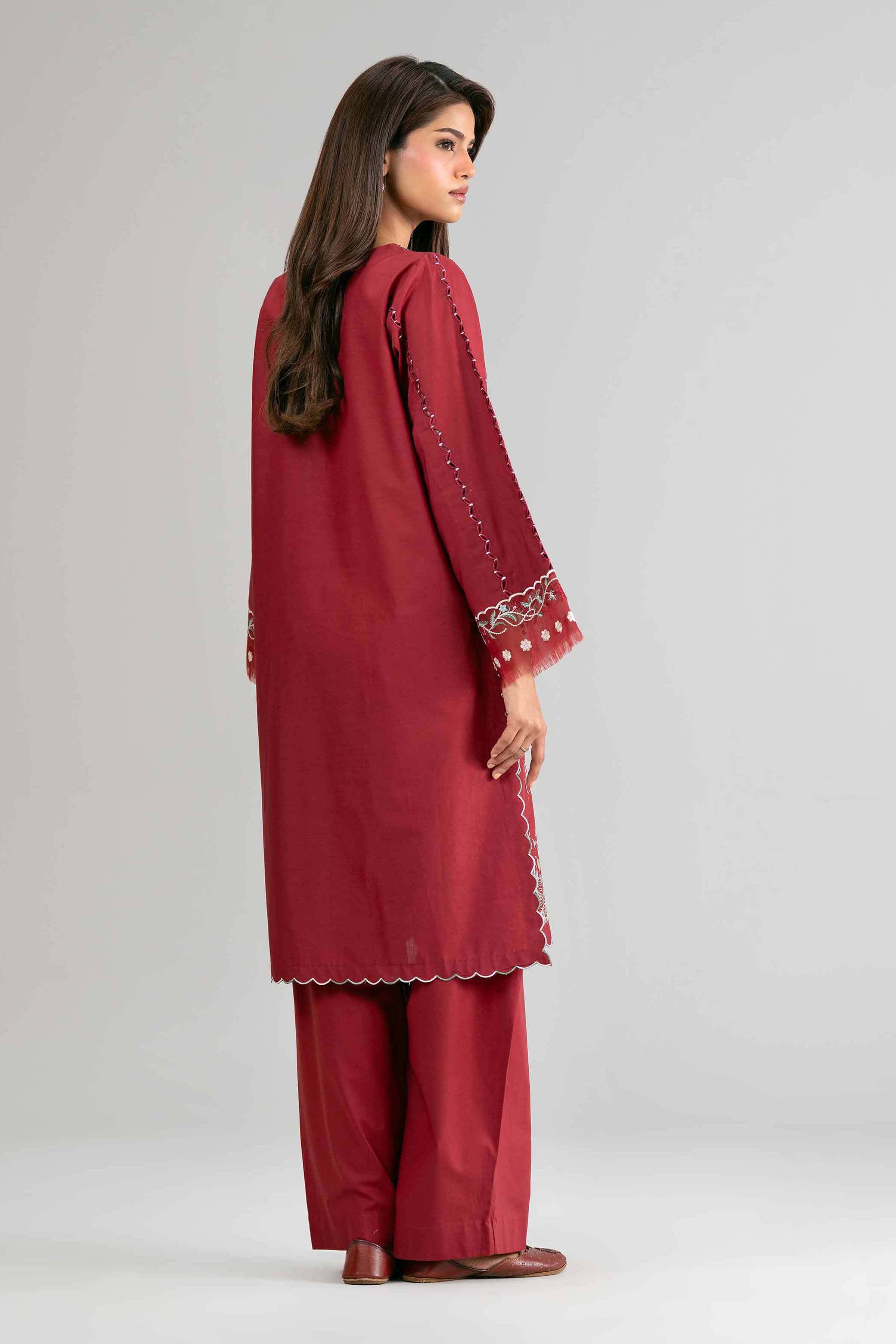 2 Piece - Embroidered Suit - 42601625 Maroon Lawn 2PC Embroidered
