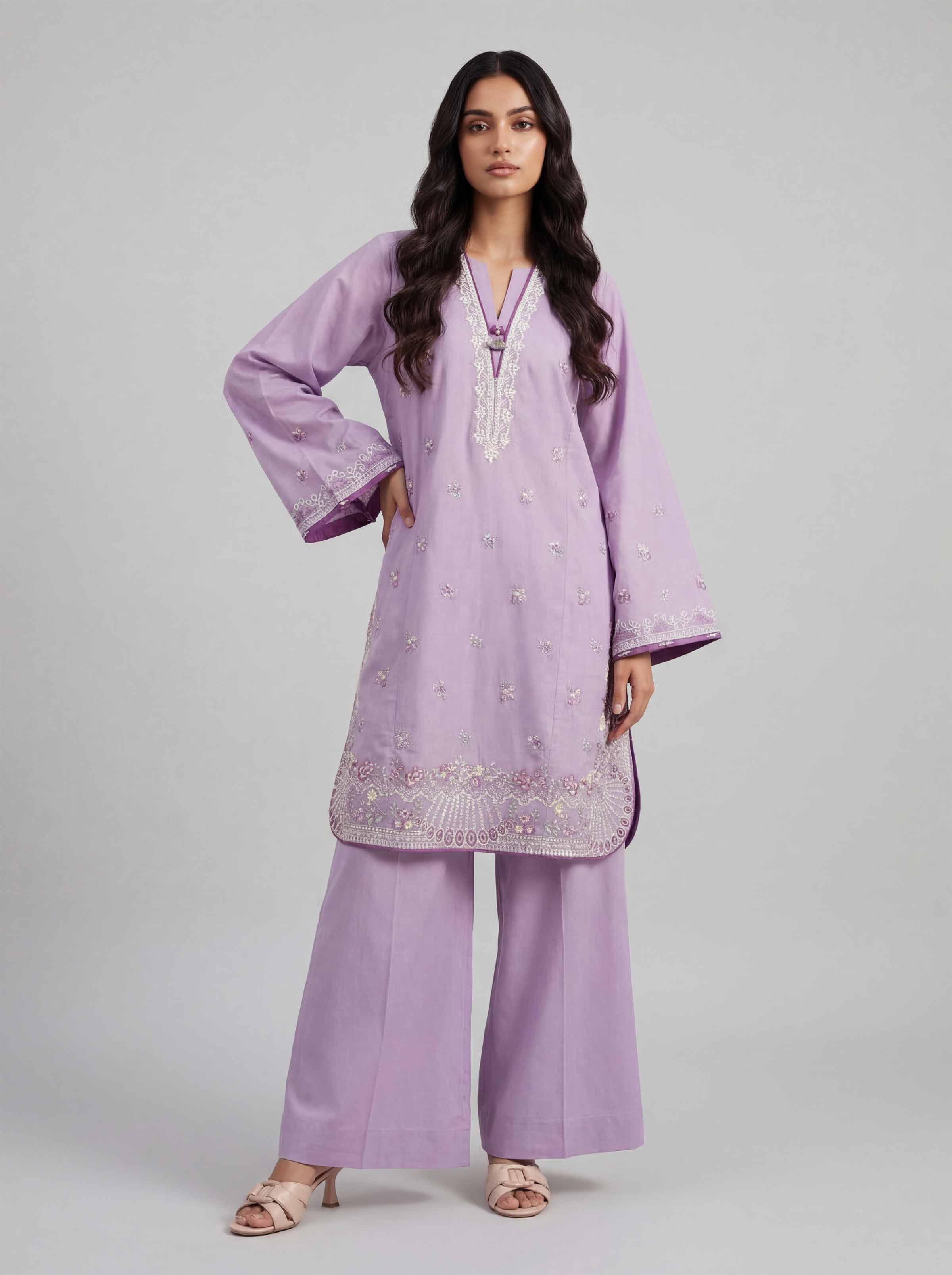 2 Piece - Embroidered Suit - 42601630 Purple Lawn 2PC Embroidered