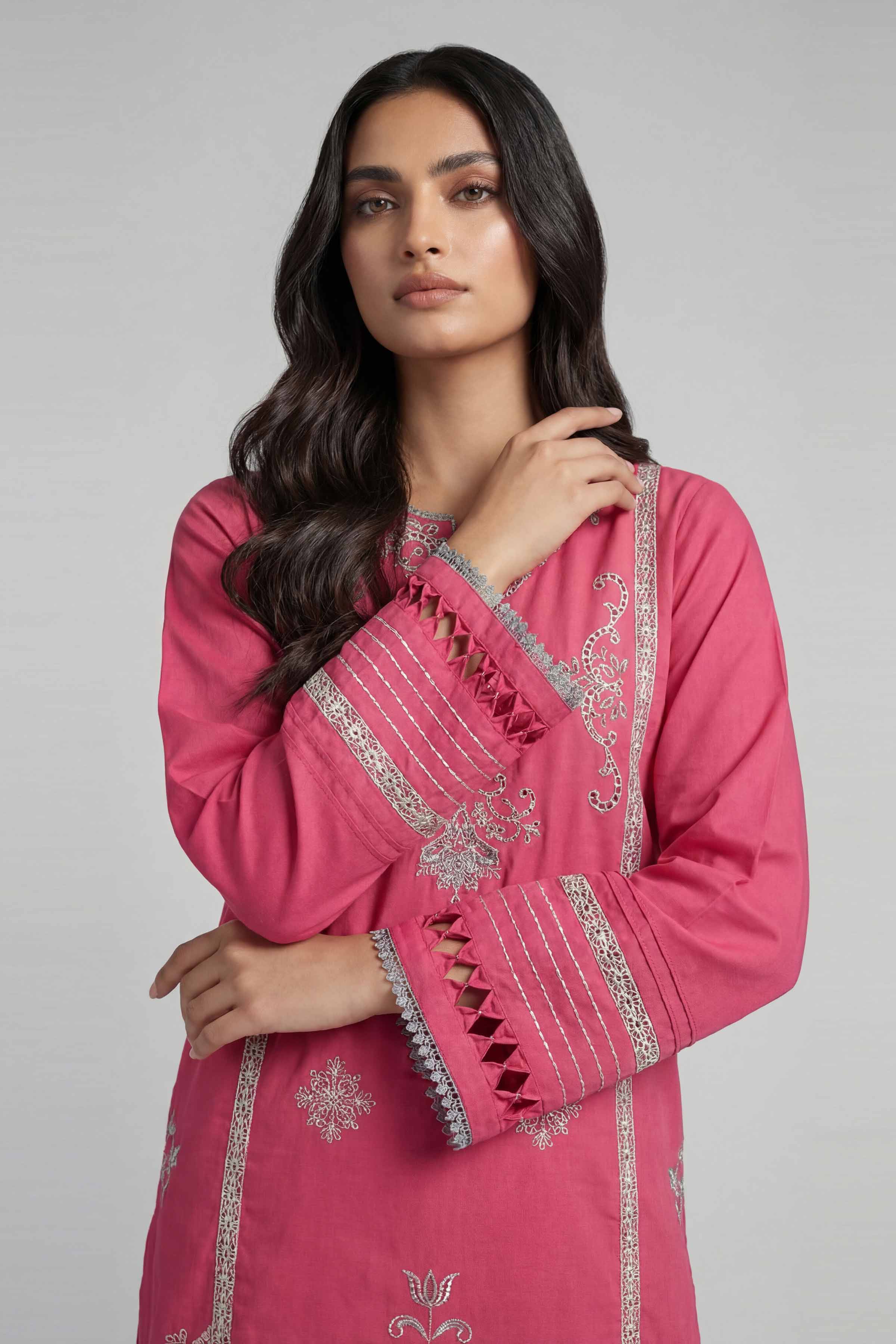 2 Piece - Embroidered Suit - 42601631 Pink Lawn 2PC Embroidered