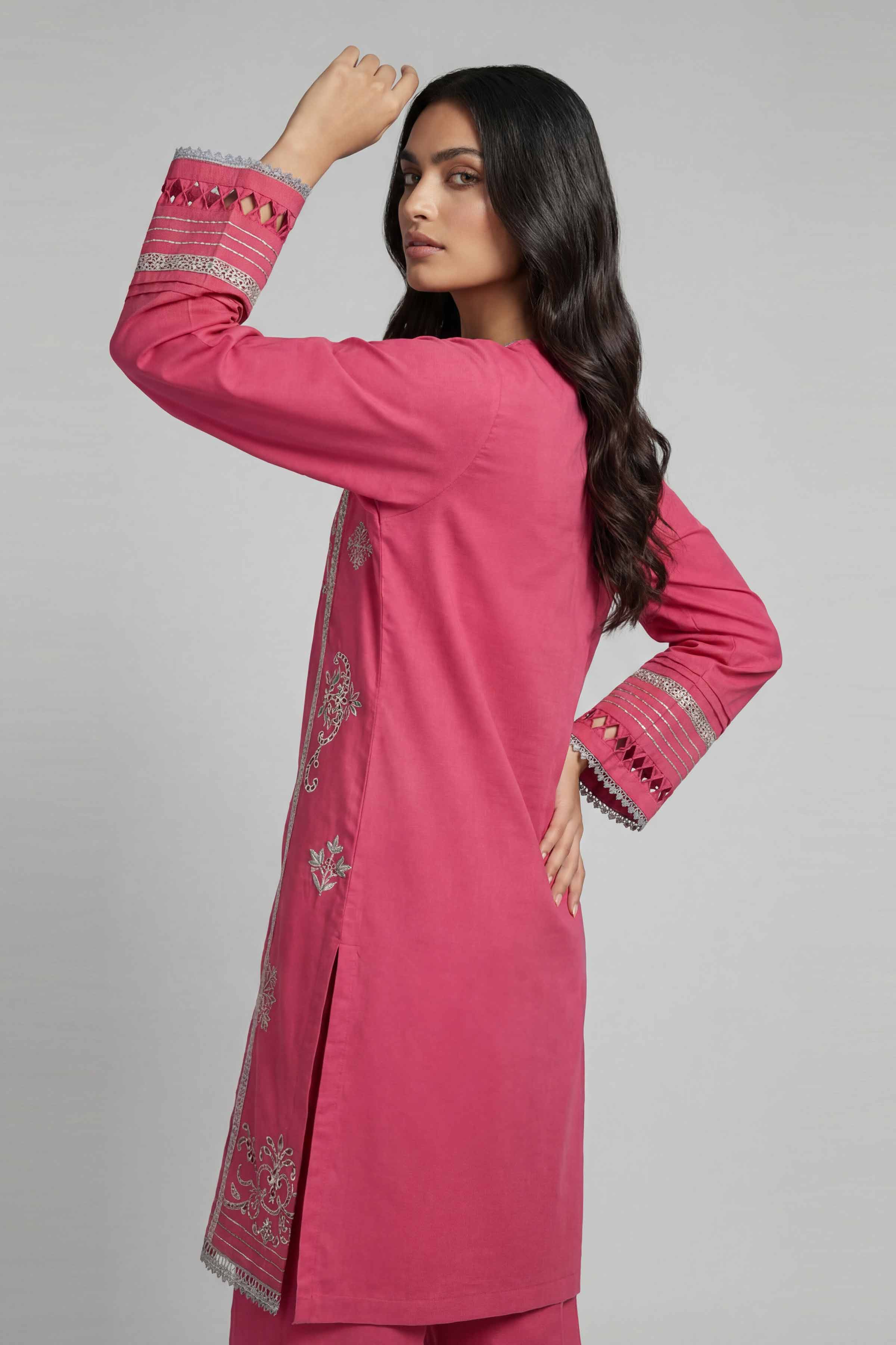 2 Piece - Embroidered Suit - 42601631 Pink Lawn 2PC Embroidered