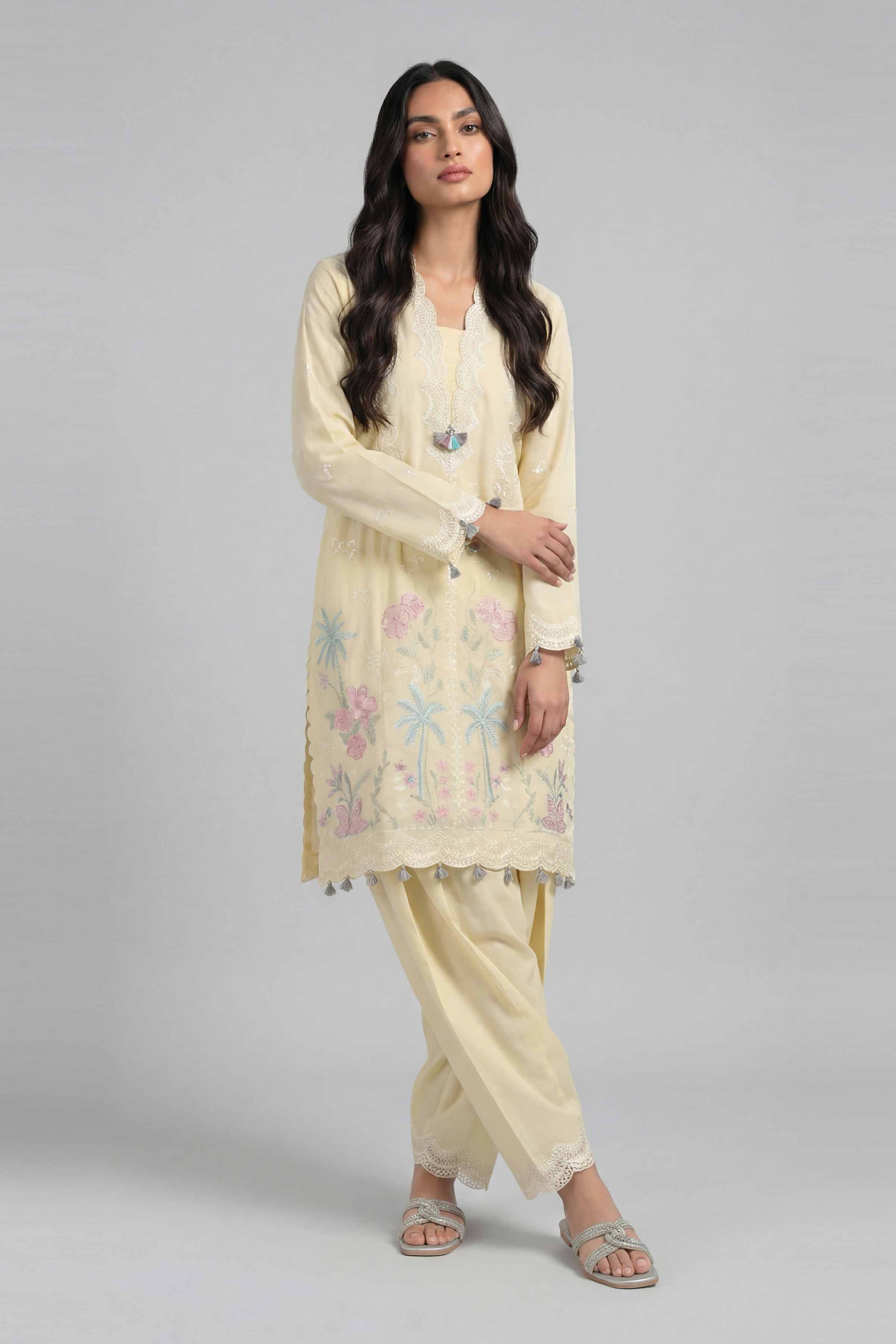 2 Piece - Embroidered Suit - 42601633 Beige Lawn 2PC Embroidered