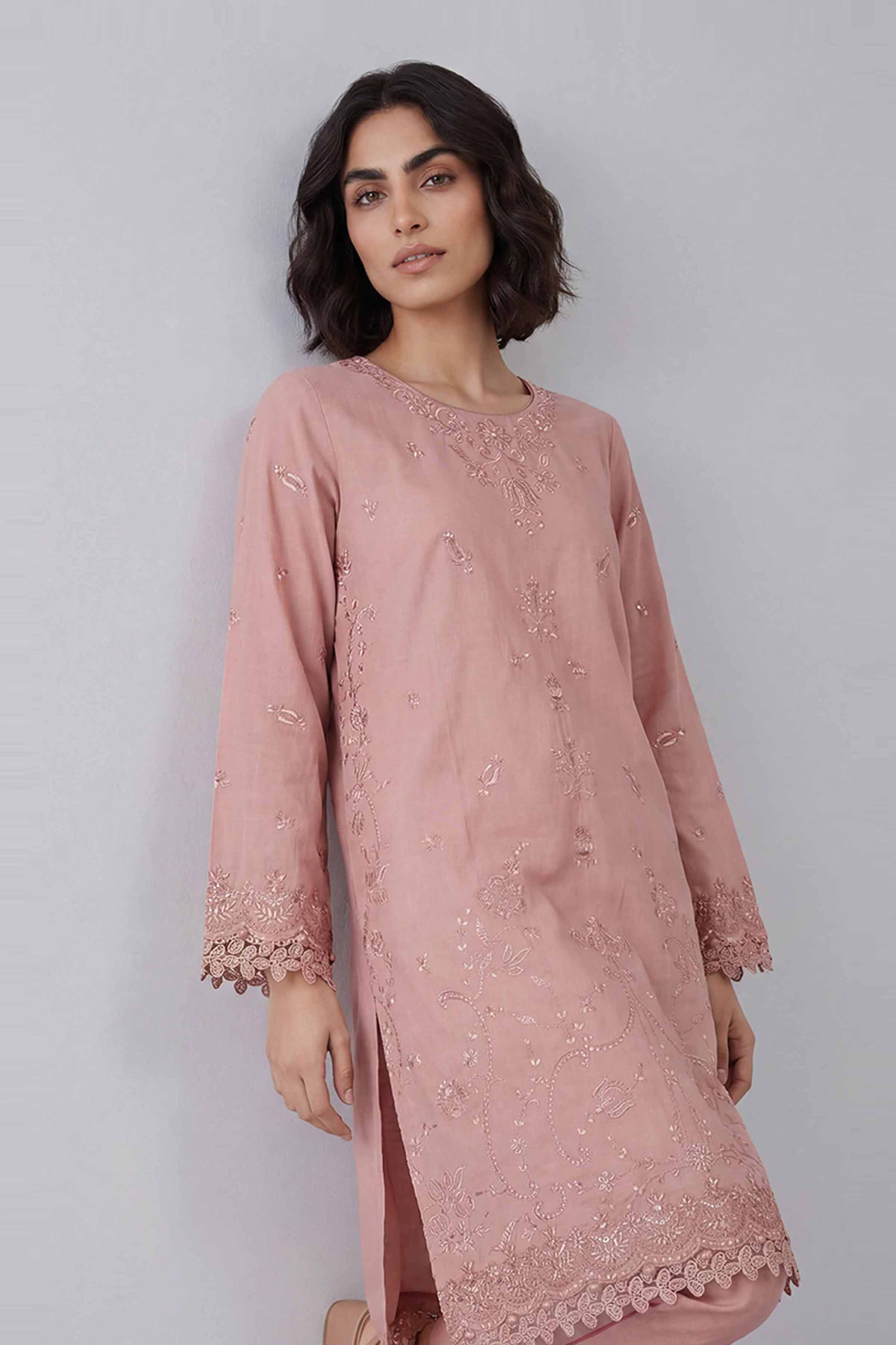 2 Piece - Embroidered Suit - 42601636 Pink Lawn 2PC Embroidered