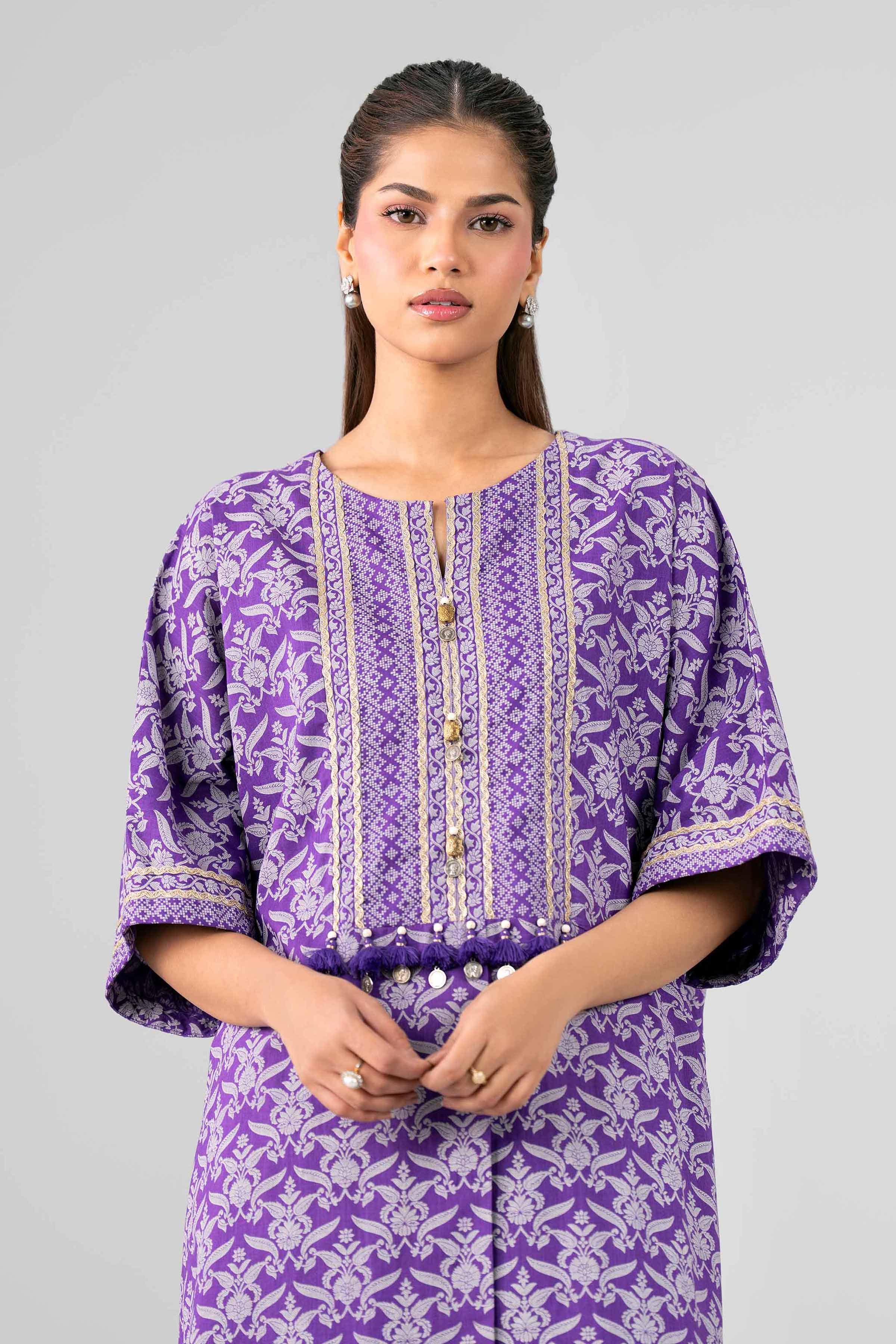 2 Piece - Printed Suit - 42601648 Purple Lawn 2PC Printed