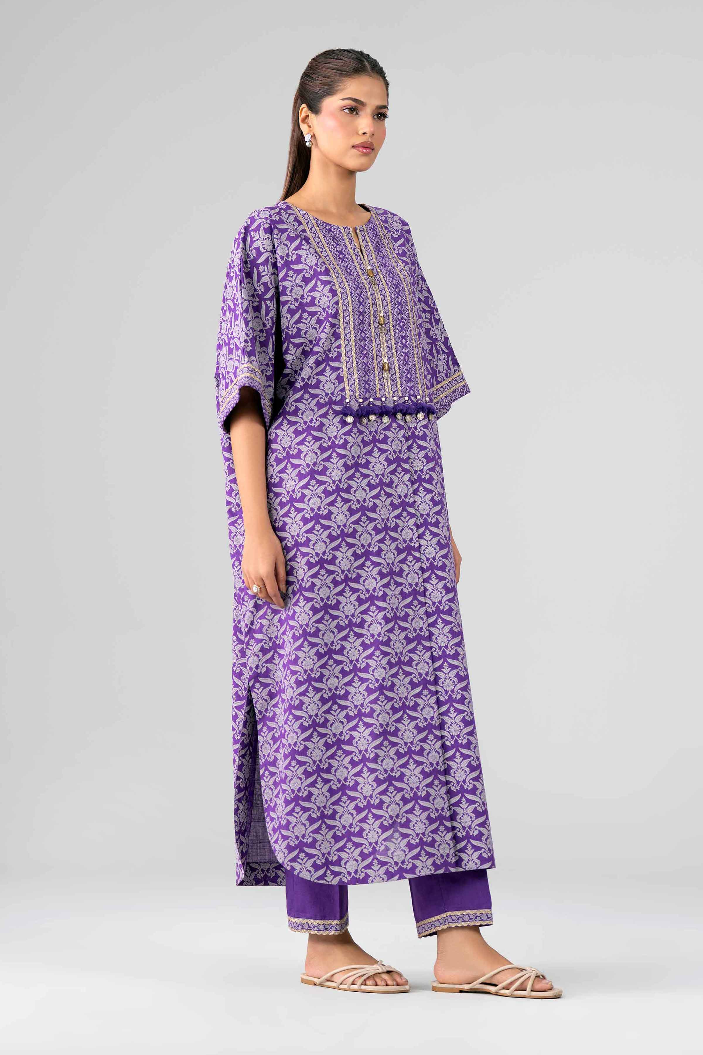 2 Piece - Printed Suit - 42601648 Purple Lawn 2PC Printed