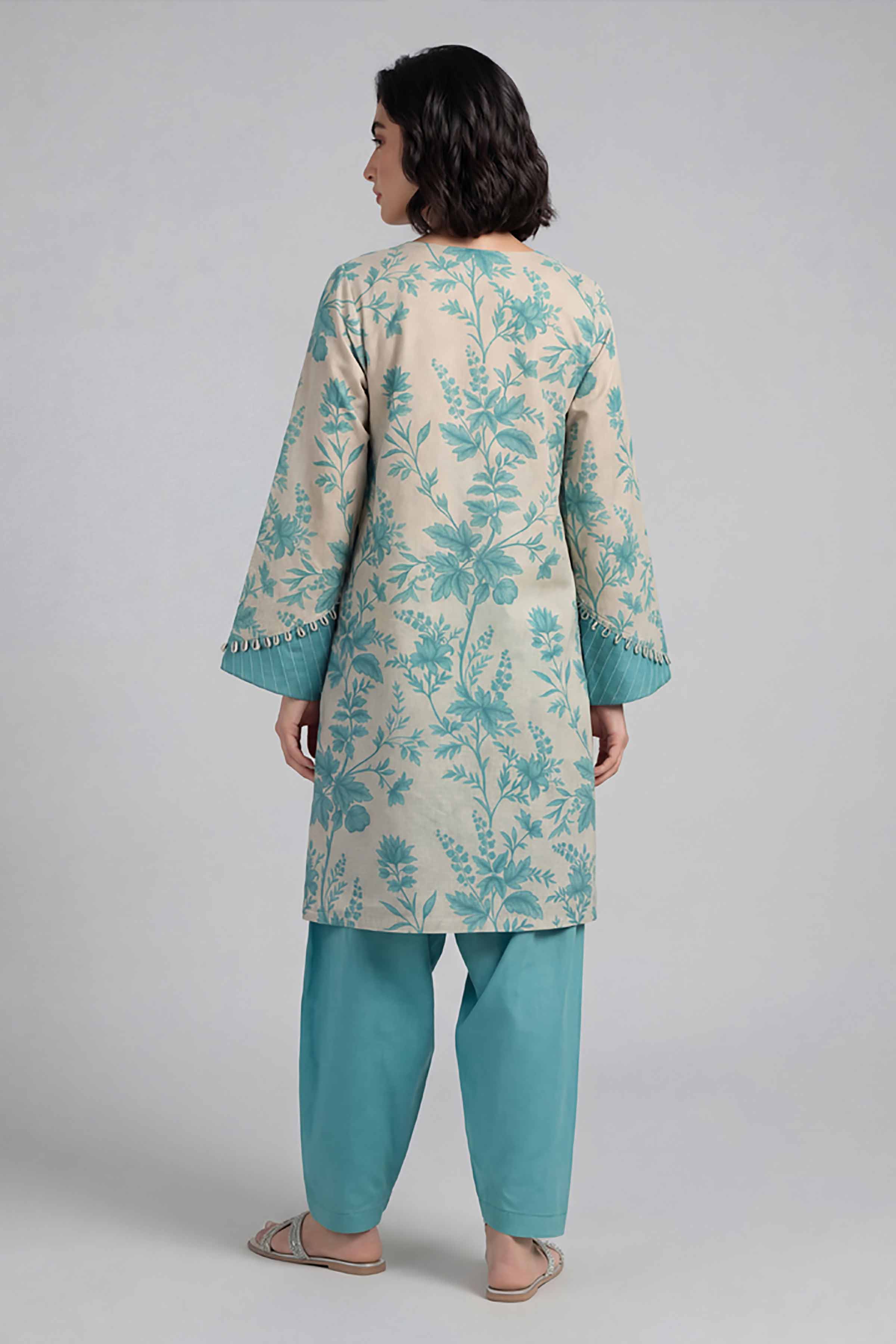 2 Piece - Printed Embroidered Suit - 42601655 Beige Lawn 2PC Embroidered