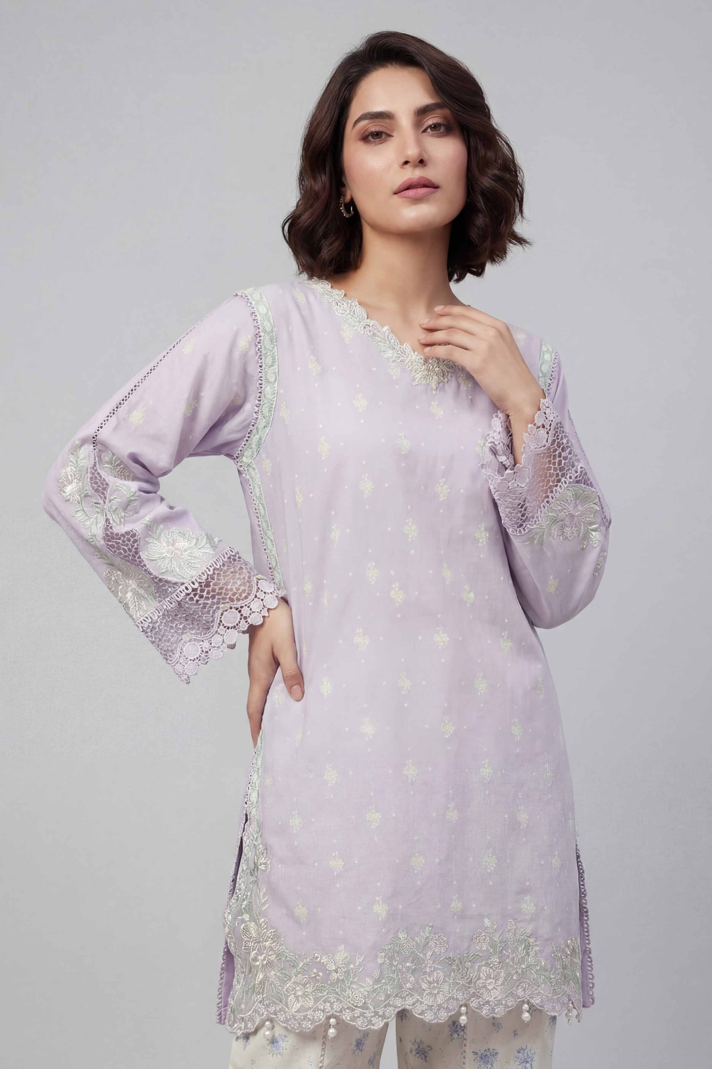 2 Piece - Printed Embroidered Suit - 42601667 Purple Lawn 2PC Embroidered
